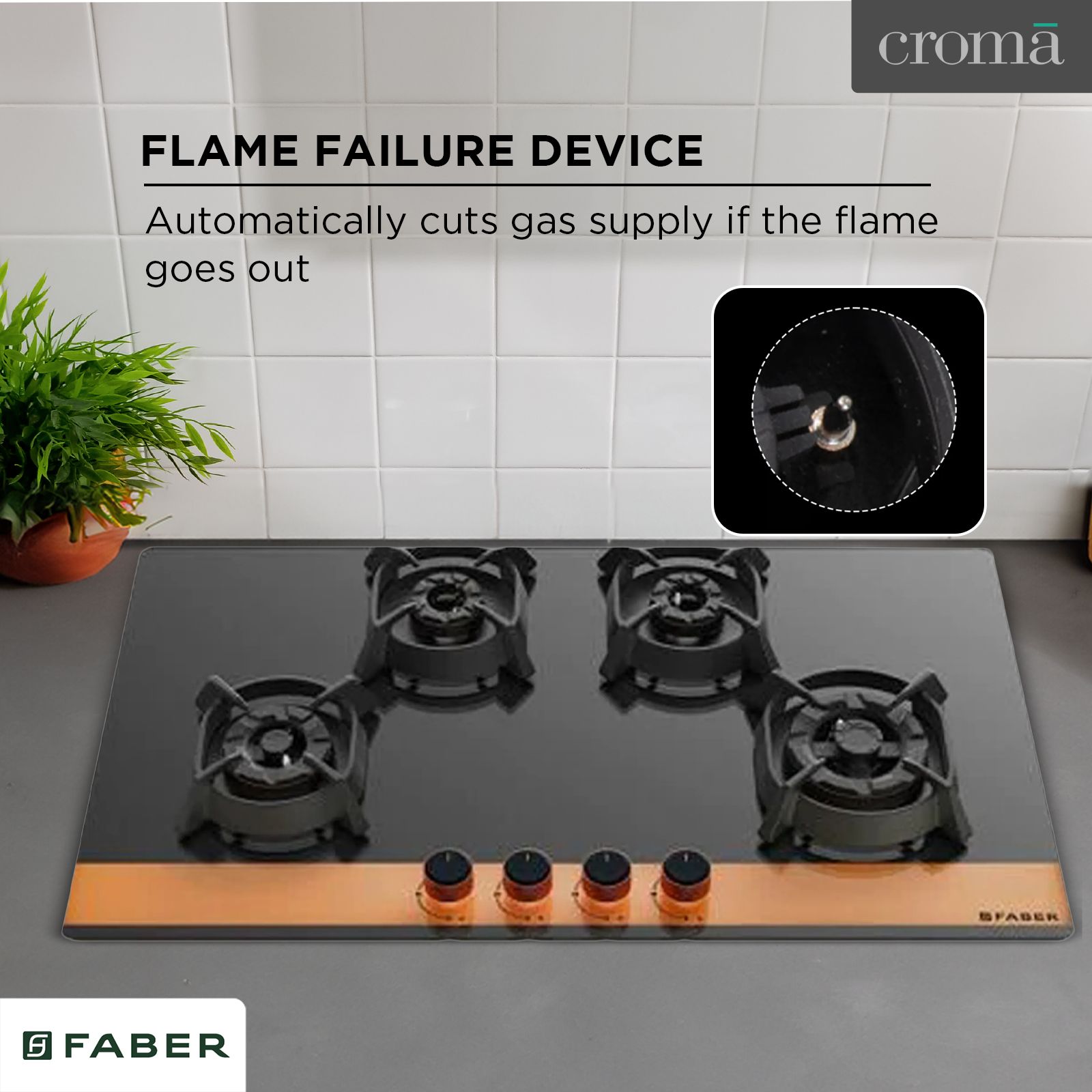 Faber Utopia Pro HT 804 BR CI Toughened Glass Top 4 Burner Automatic Electric Hob (Flame Failure Device, Black) Faber Utopia Pro HT 804 BR CI Toughened Glass Top 4 Burner Automatic Electric Hob (Flame Failure Device, Black)_14
