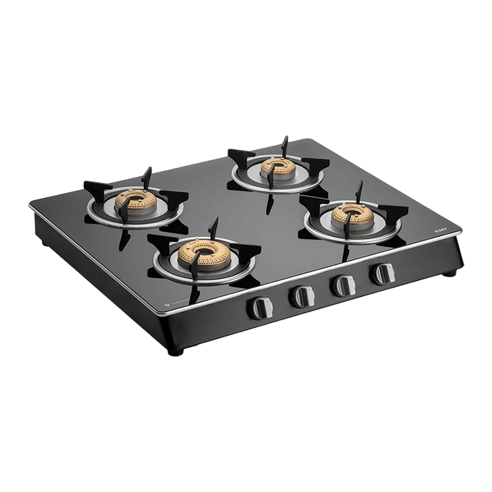 KAFF CTAI 63 4B Toughened Glass Top 4 Burner Automatic Gas Stove (Heavy Duty Pan Support, Black)_5