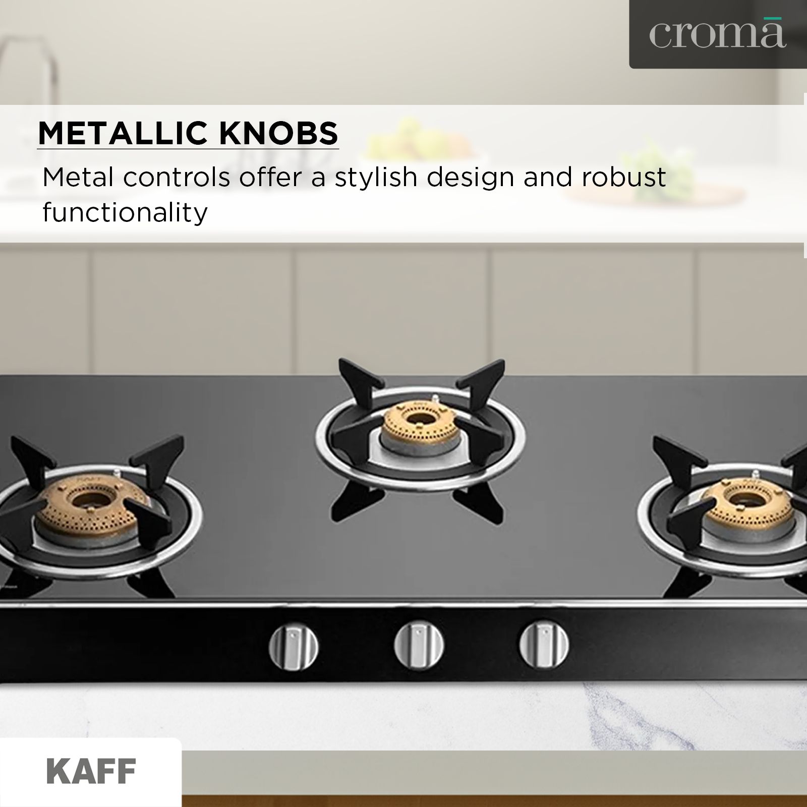 KAFF CTAI773B Toughened Glass Top 3 Burner Automatic Gas Stove (Heavy Duty Pan Support, Black) KAFF CTAI773B Toughened Glass Top 3 Burner Automatic Gas Stove (Heavy Duty Pan Support, Black)_11