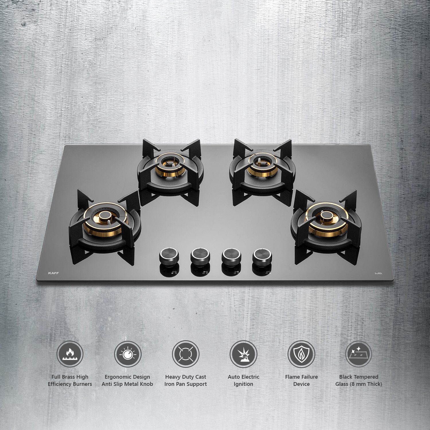 KAFF INF 804 Tempered Glass Top 4 Burner Automatic Electric Hob (Flame Failure Device, Black)_10