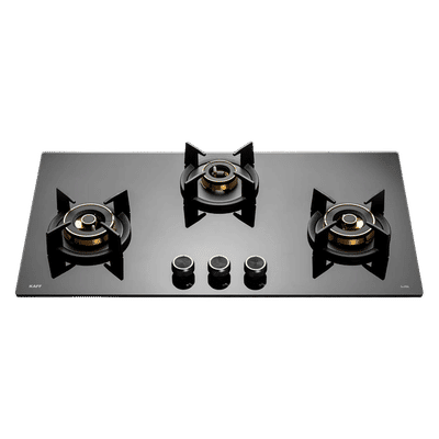 KAFF INF 783 Tempered Glass Top 3 Burner Automatic Electric Hob (Flame Failure Device, Black)