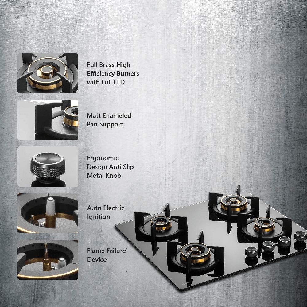 KAFF INF 604 Tempered Glass Top 4 Burner Automatic Electric Hob (Flame Failure Device, Black)_8