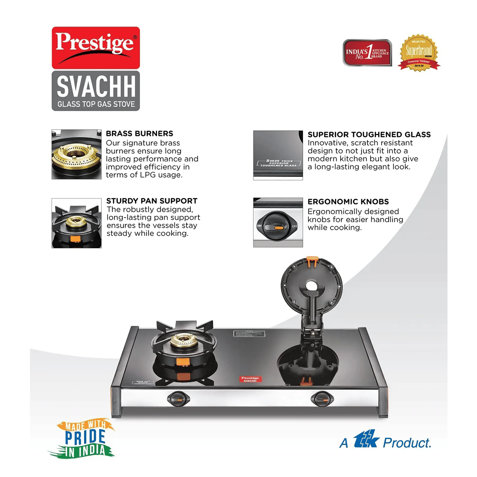Prestige Svachh Toughened Glass Top 2 Burner Manual Gas Stove (Liftable Burner Set, Black) Prestige Svachh Toughened Glass Top 2 Burner Manual Gas Stove (Liftable Burner Set, Black)_6