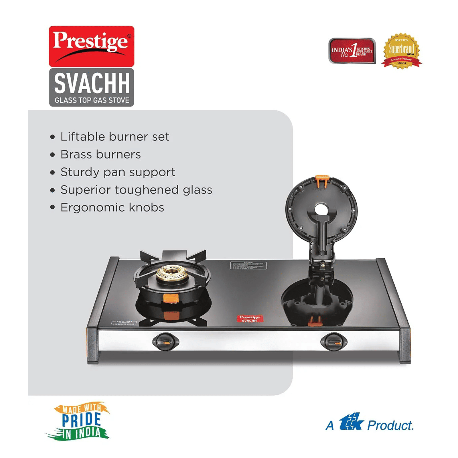 Prestige Svachh Toughened Glass Top 2 Burner Manual Gas Stove (Liftable Burner Set, Black) Prestige Svachh Toughened Glass Top 2 Burner Manual Gas Stove (Liftable Burner Set, Black)_7