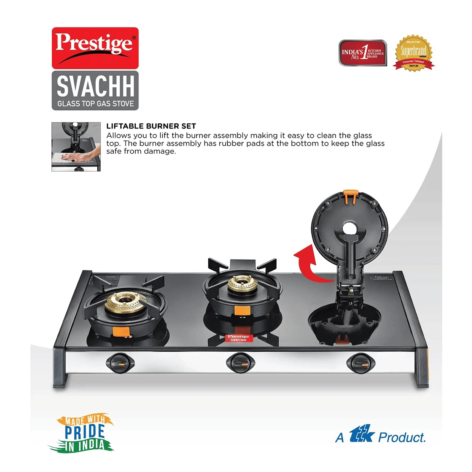 Prestige Svachh Toughened Glass Top 3 Burner Manual Gas Stove (Liftable Burner Set, Black) Prestige Svachh Toughened Glass Top 3 Burner Manual Gas Stove (Liftable Burner Set, Black)_8