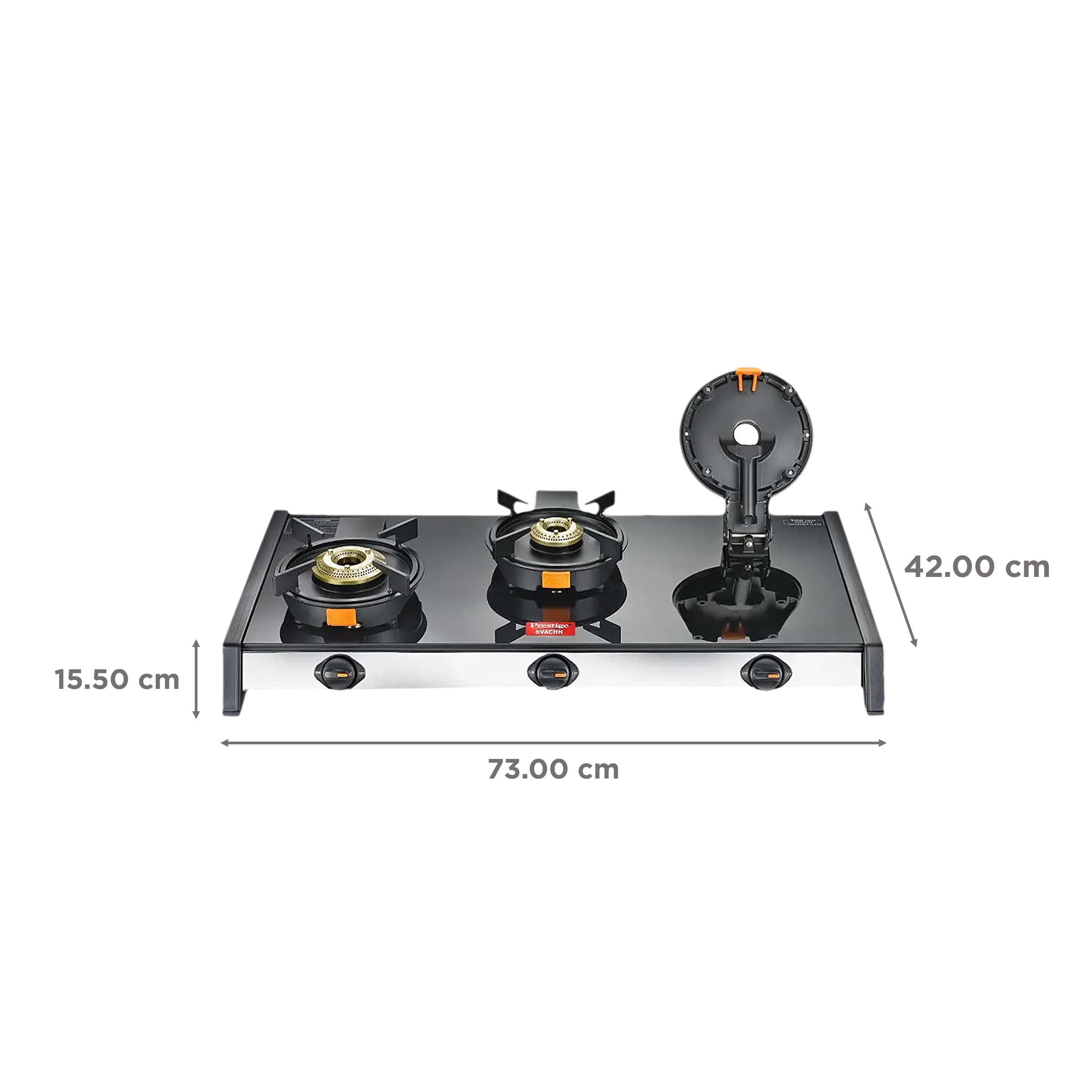 Prestige Svachh Toughened Glass Top 3 Burner Manual Gas Stove (Liftable Burner Set, Black) Prestige Svachh Toughened Glass Top 3 Burner Manual Gas Stove (Liftable Burner Set, Black)_2