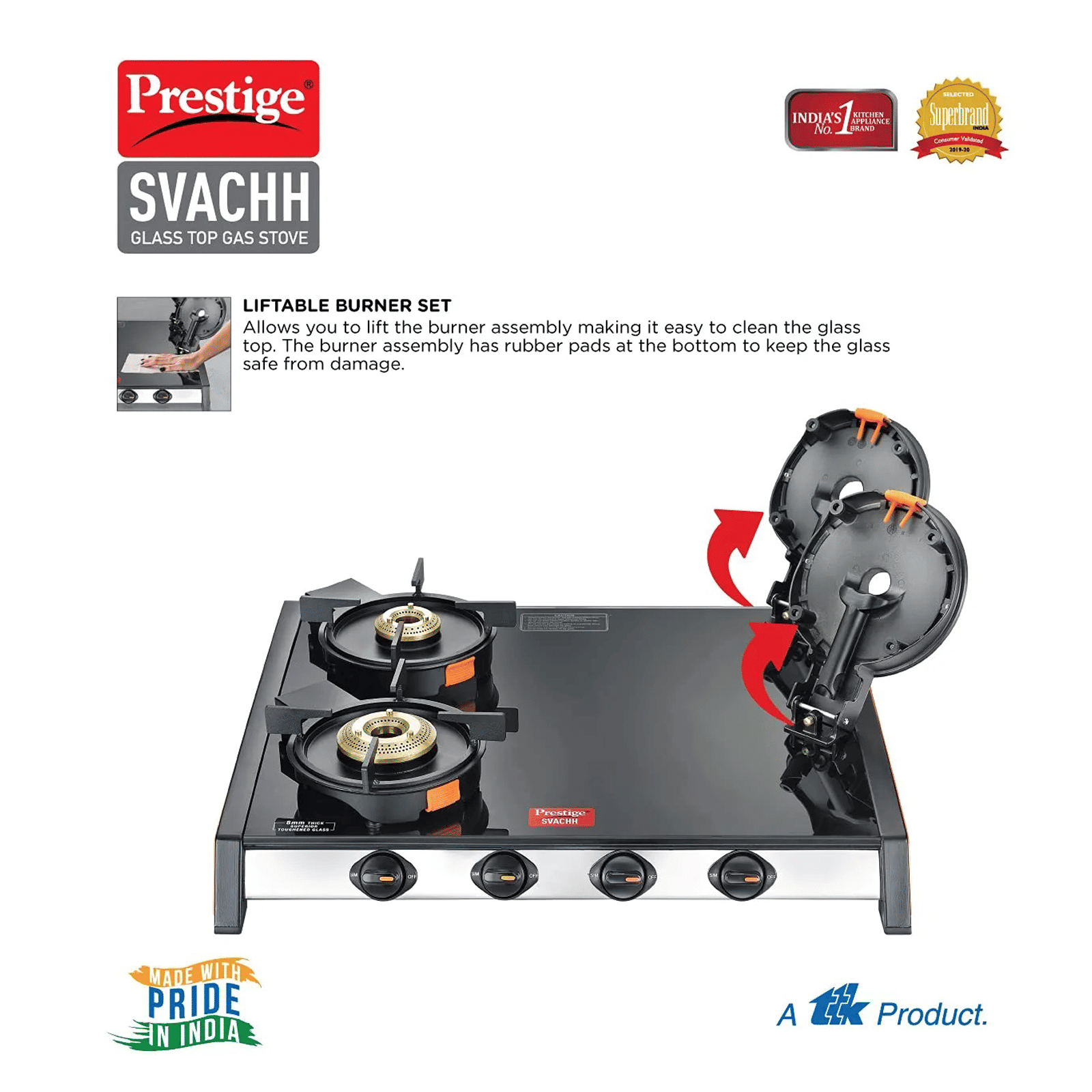 Prestige Svachh Toughened Glass Top 4 Burner Manual Gas Stove (Liftable Burner Set, Black) Prestige Svachh Toughened Glass Top 4 Burner Manual Gas Stove (Liftable Burner Set, Black)_9