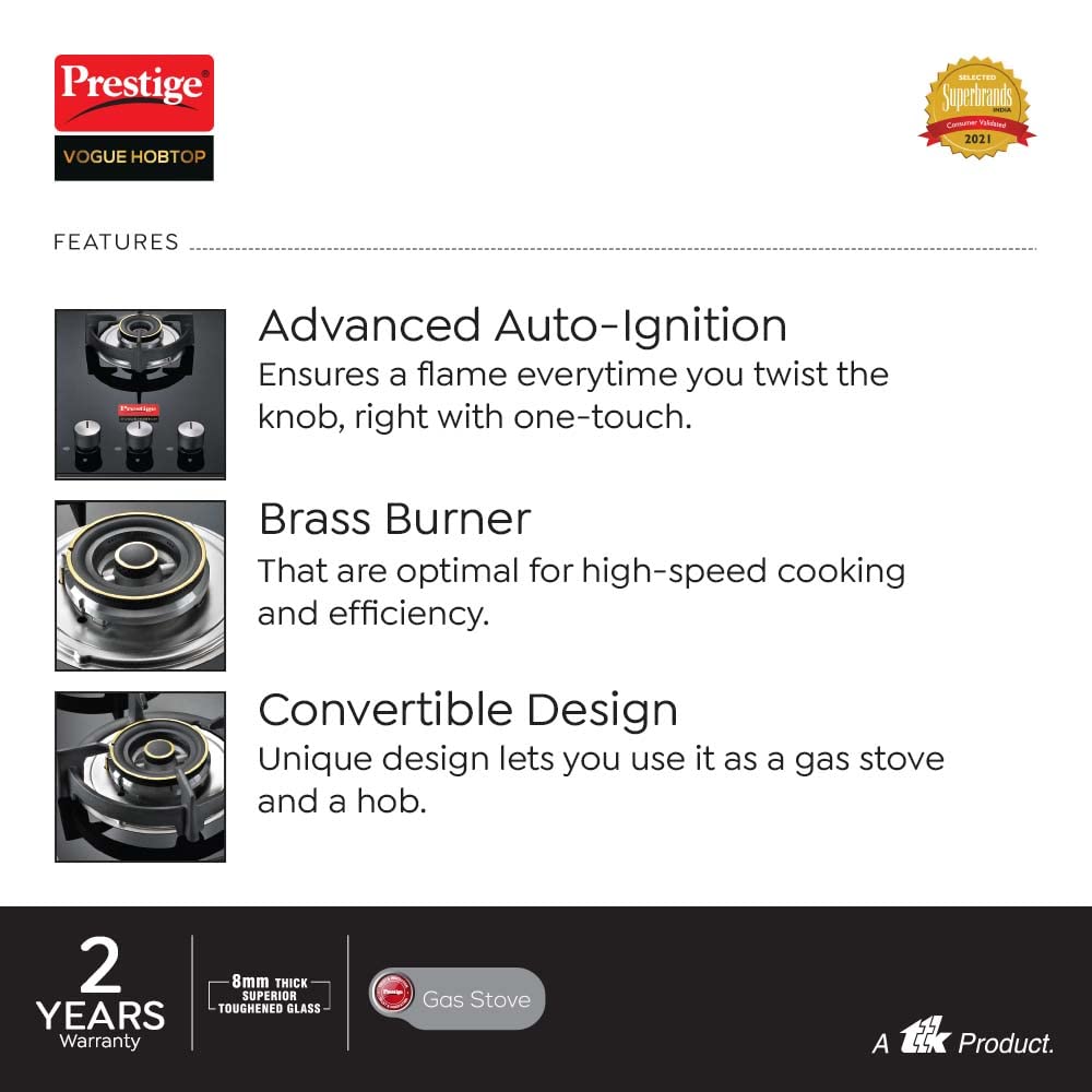 Prestige Vogue Toughened Glass Top 3 Burner Automatic Electric Hob (Ultra Slim Body, Black) Prestige Vogue Toughened Glass Top 3 Burner Automatic Electric Hob (Ultra Slim Body, Black)_11