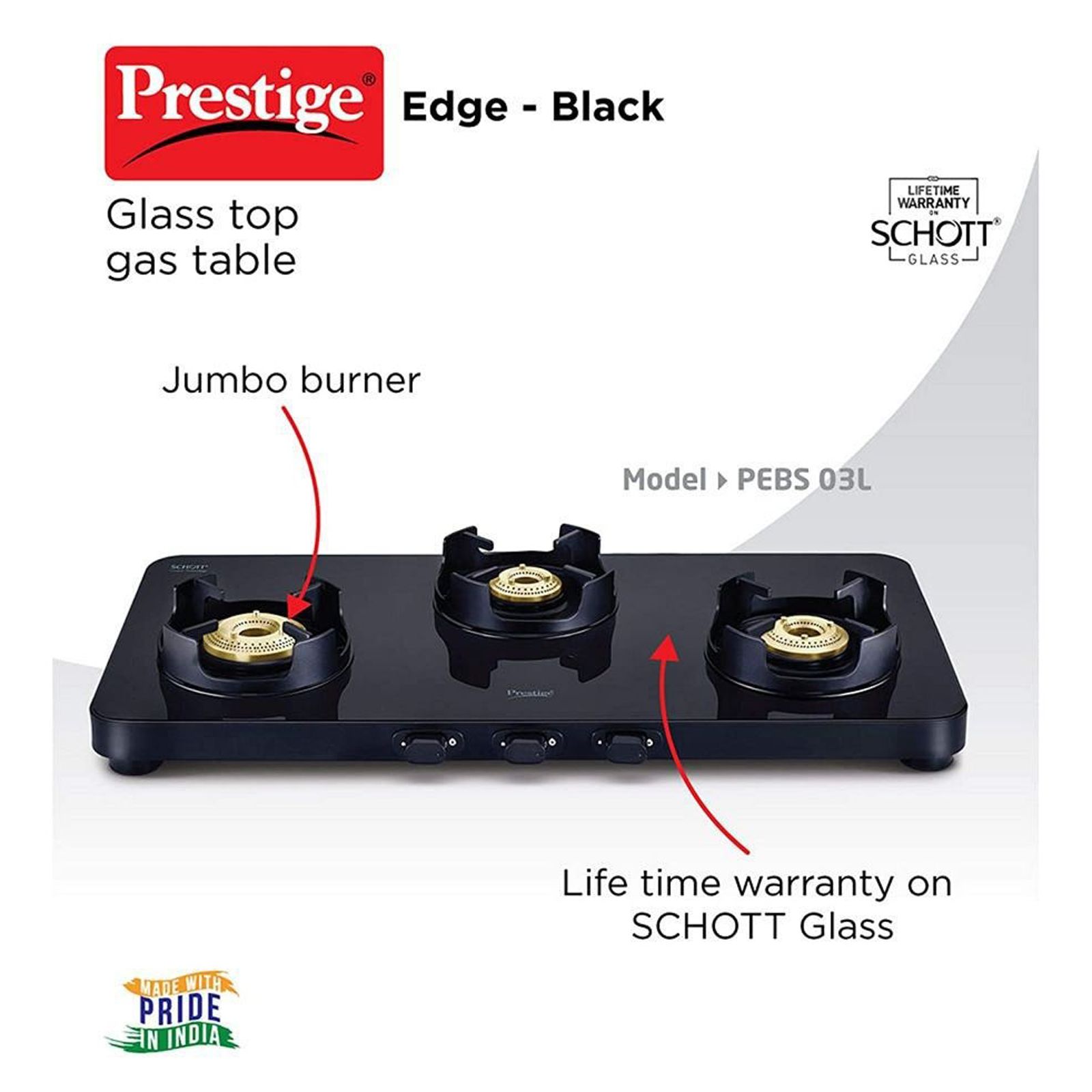 Prestige Edge Toughened Glass Top 3 Burner Manual Gas Stove (Ergonomic Knob, Black)_7