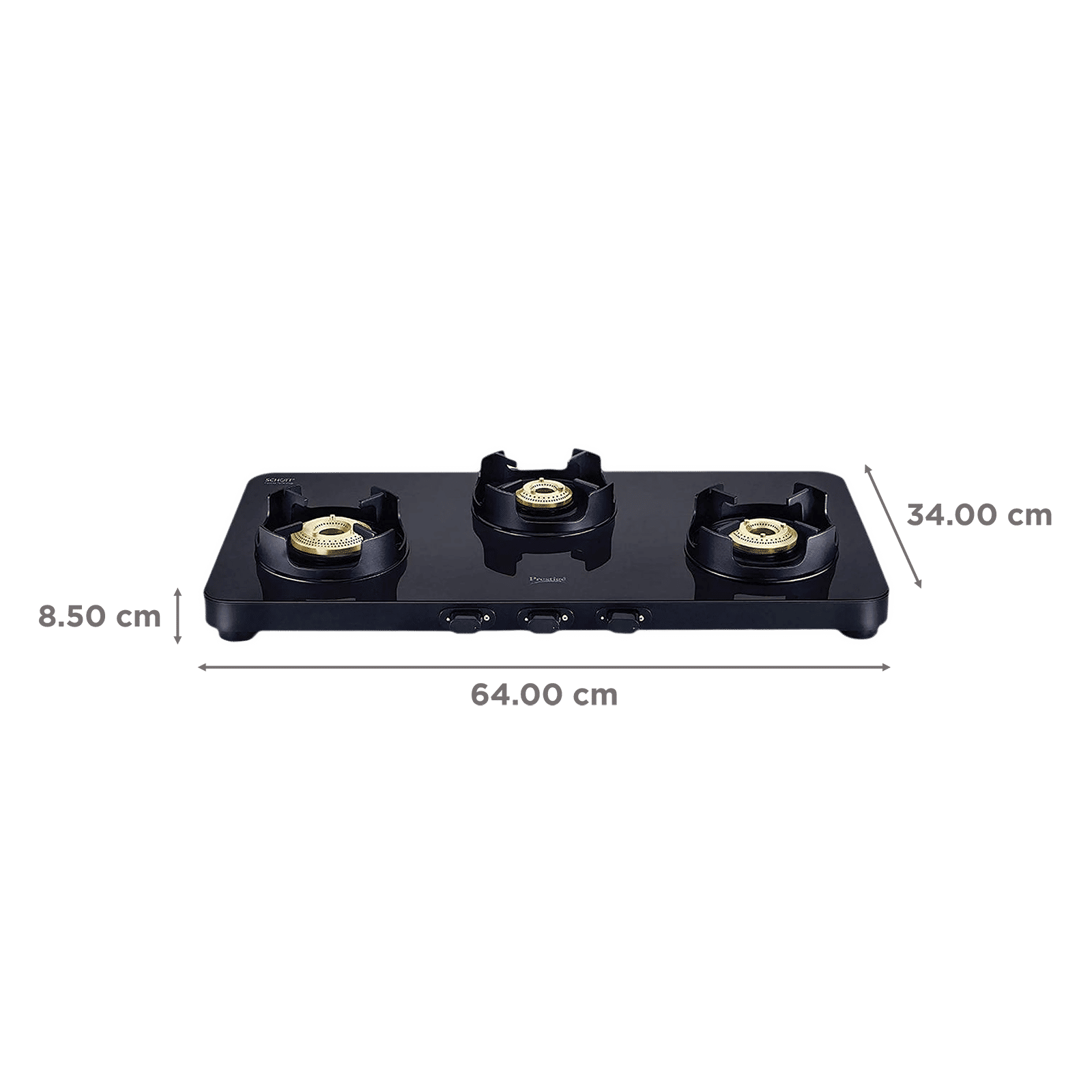 Prestige Edge Toughened Glass Top 3 Burner Manual Gas Stove (Ergonomic Knob, Black)_2