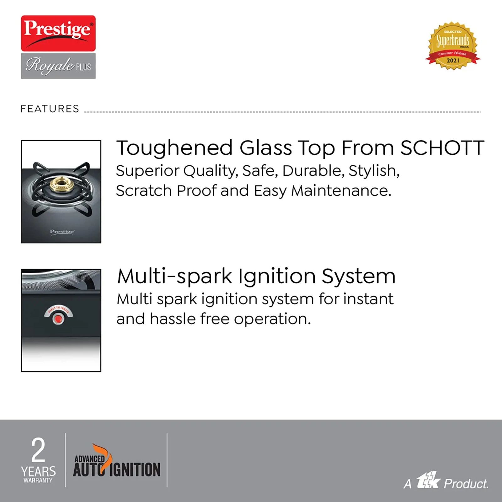 Prestige Royale Plus Toughened Glass Top 4 Burner Automatic Gas Stove (Ergonomic Knob, Black)_6