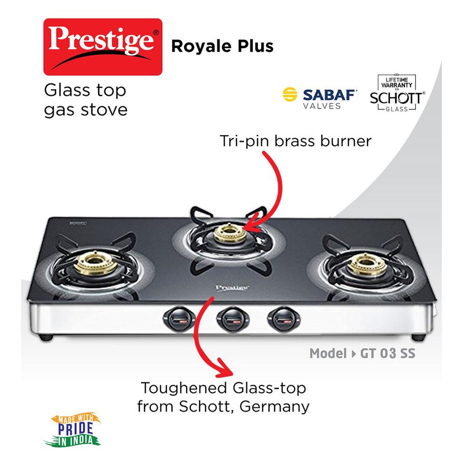 Prestige Royale Plus Toughened Glass Top 3 Burner Manual Gas Stove (Ergonomic Knob, Black) Prestige Royale Plus Toughened Glass Top 3 Burner Manual Gas Stove (Ergonomic Knob, Black)_6