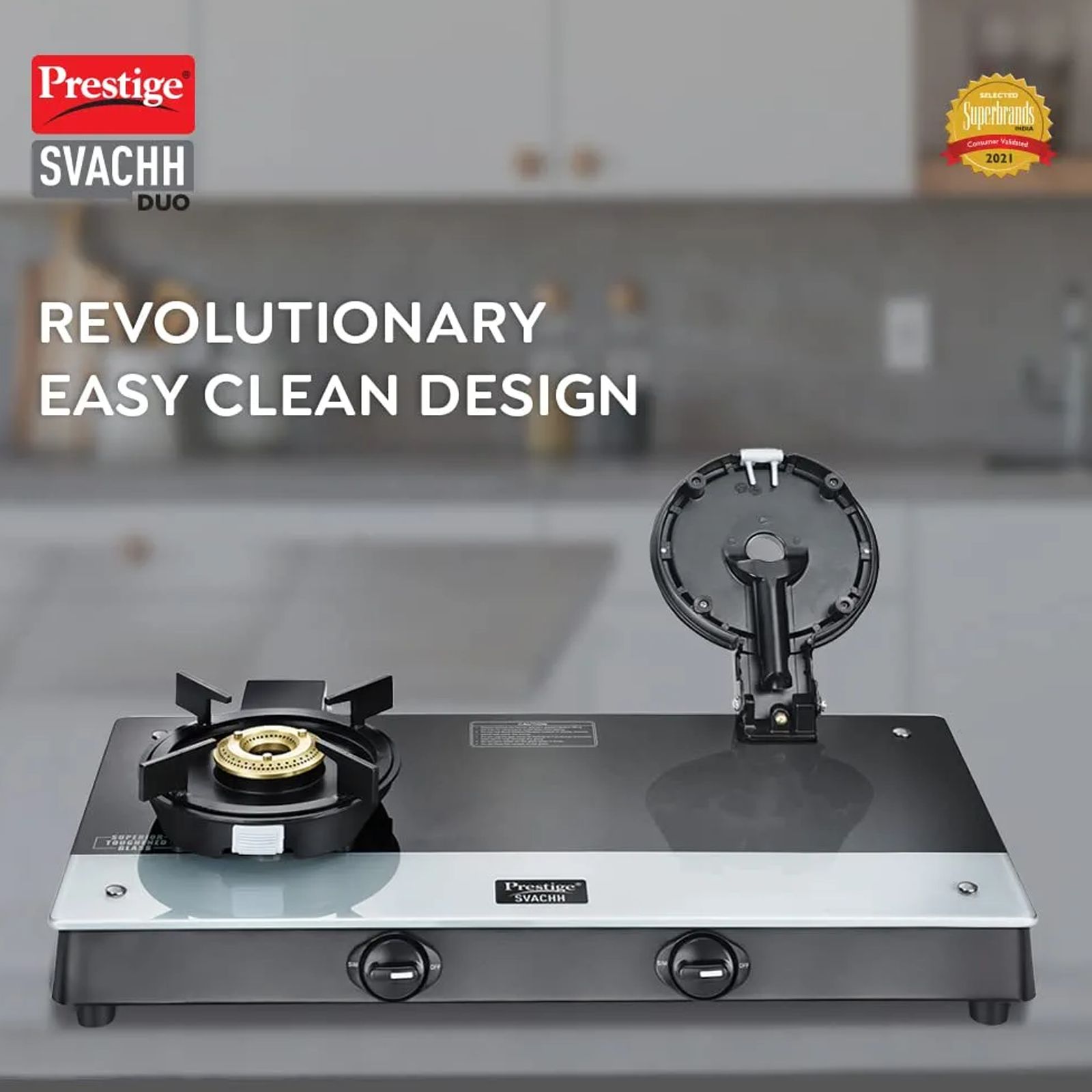 Prestige Svachh Duo Toughened Glass Top 2 Burner Manual Gas Stove (Liftable Burner Set, Black) Prestige Svachh Duo Toughened Glass Top 2 Burner Manual Gas Stove (Liftable Burner Set, Black)_6