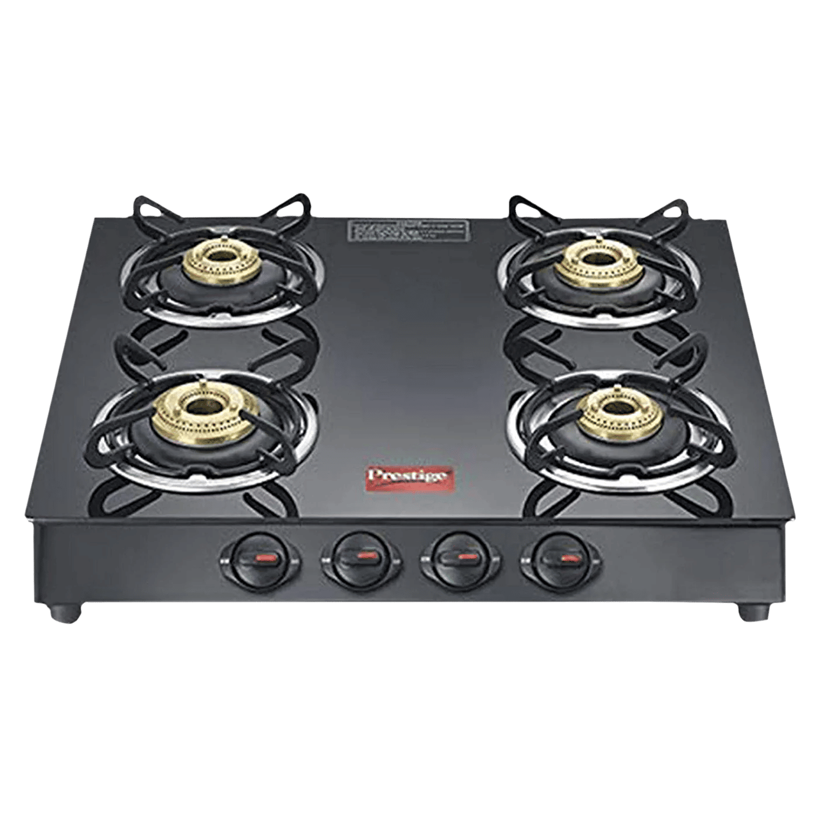 Prestige Marvel Plus Toughened Glass Top 4 Burner Manual Gas Stove (Ergonomic Knob, Black)_1