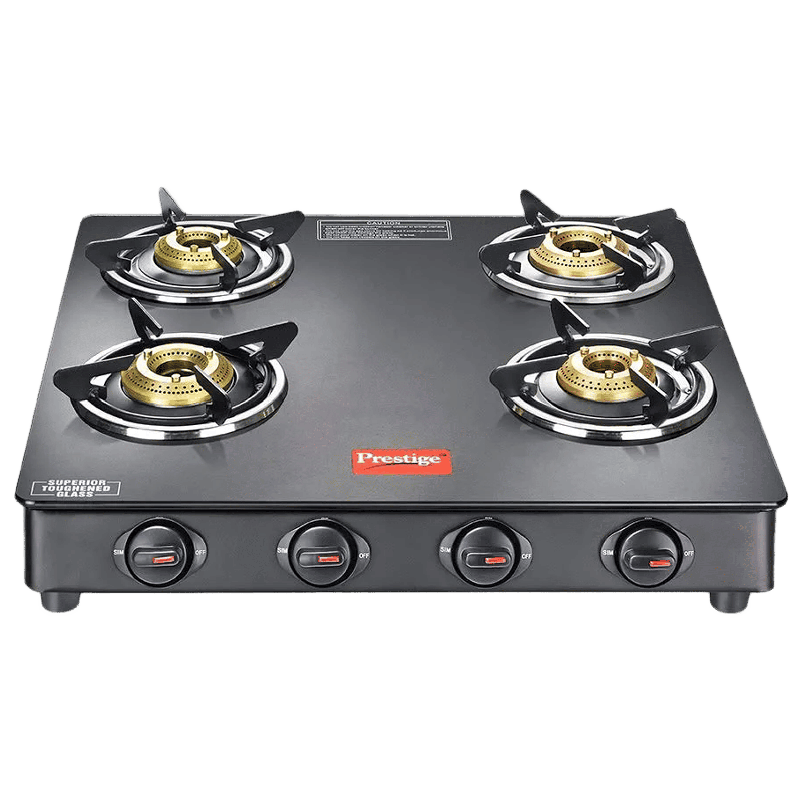 Prestige Magic GTMC Toughened Glass Top 4 Burner Manual Gas Stove (Spill Proof, Black) Prestige Magic GTMC Toughened Glass Top 4 Burner Manual Gas Stove (Spill Proof, Black)_1