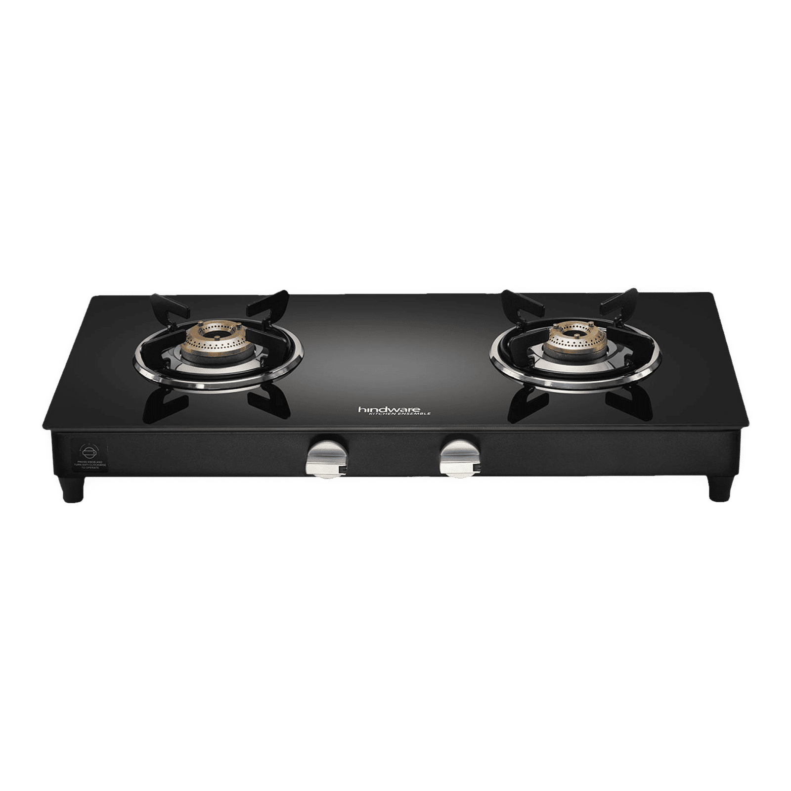 Hindware ARMO Plus Toughened Glass Top 2 Burner Manual Gas Stove (Sleek Body Design, Black)_1