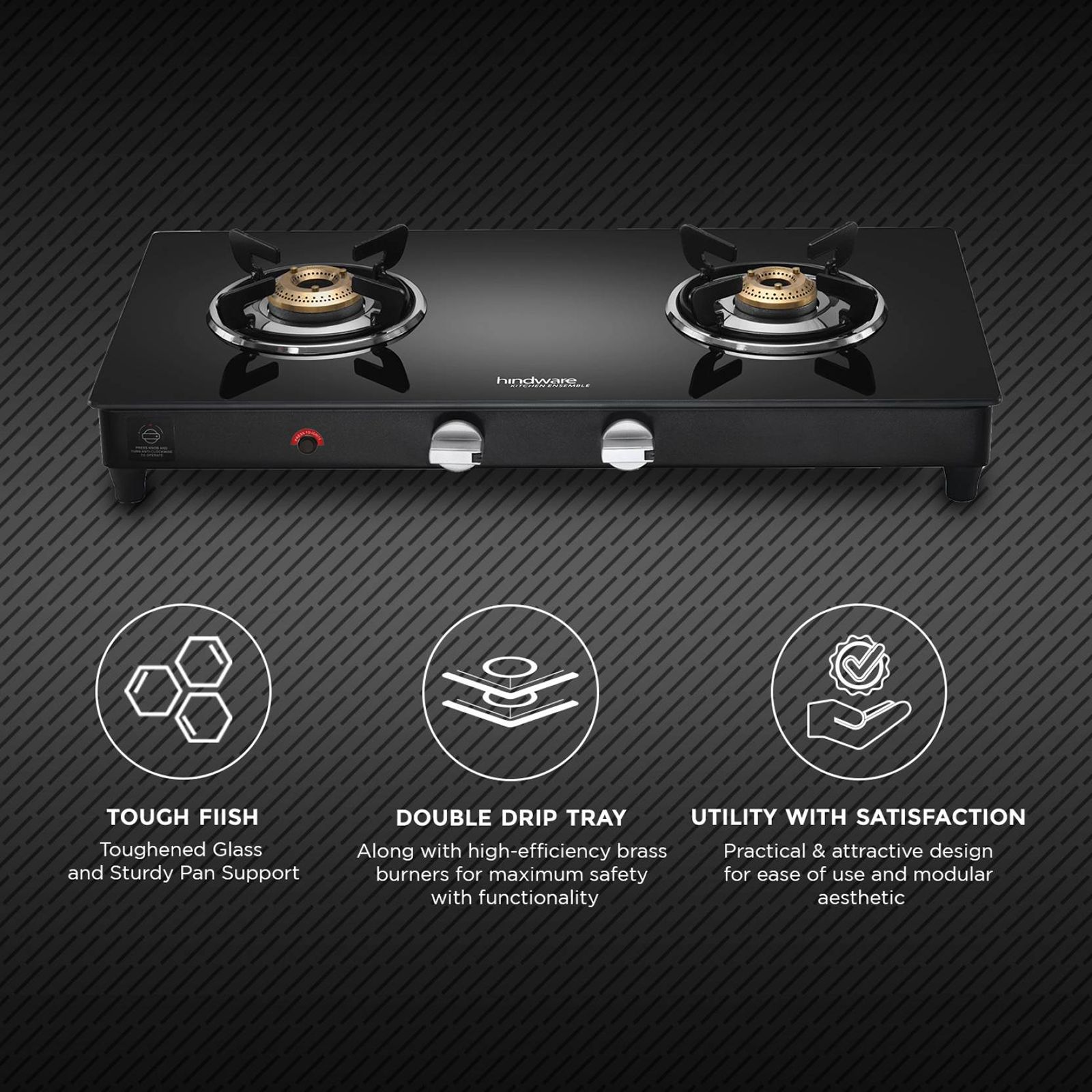 Hindware ARMO Plus Toughened Glass Top 2 Burner Automatic Gas Stove (Sleek Body Design, Black) Hindware ARMO Plus Toughened Glass Top 2 Burner Automatic Gas Stove (Sleek Body Design, Black)_6