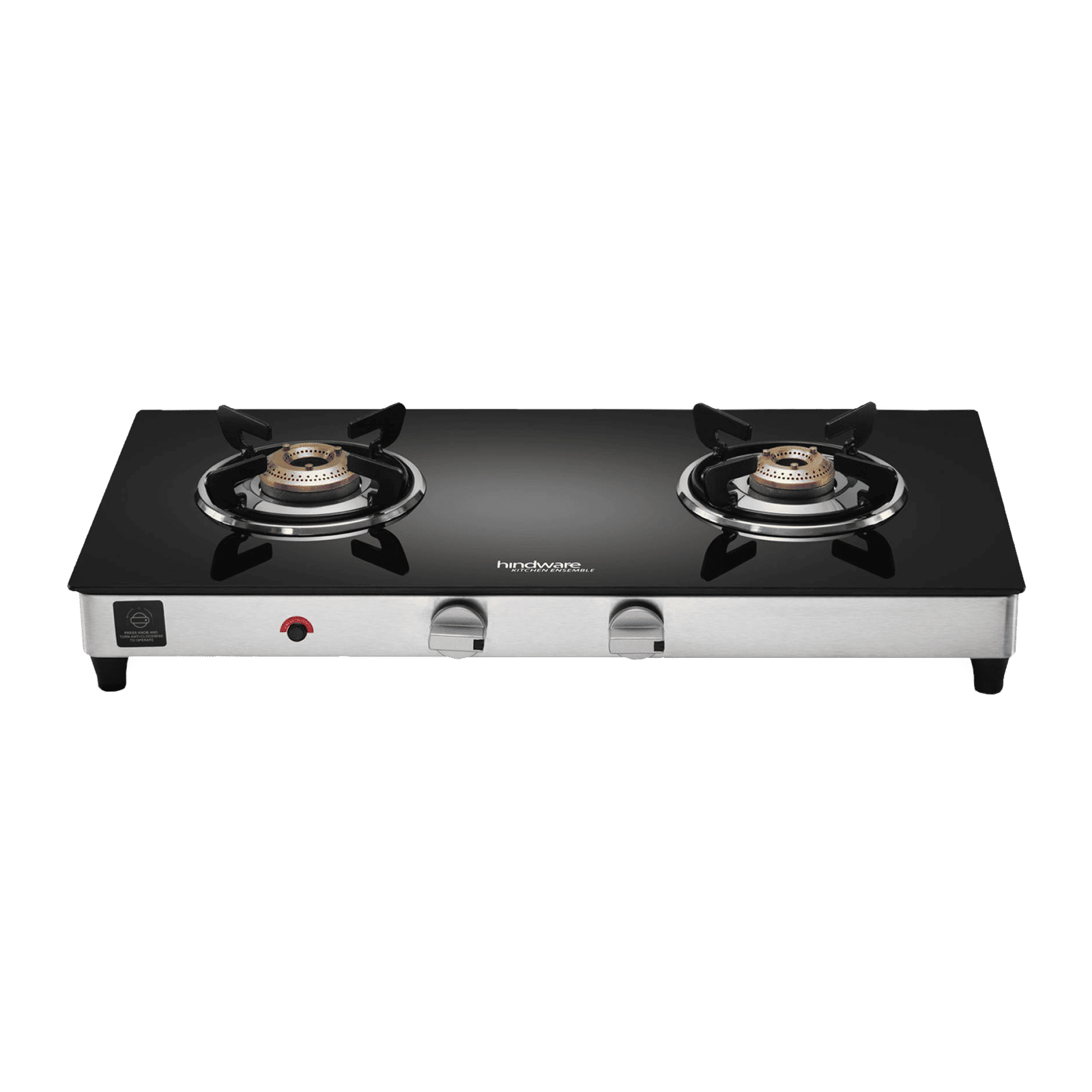 Hindware ARMO Plus Toughened Glass Top 2 Burner Automatic Gas Stove (Sleek Body Design, Black)_1