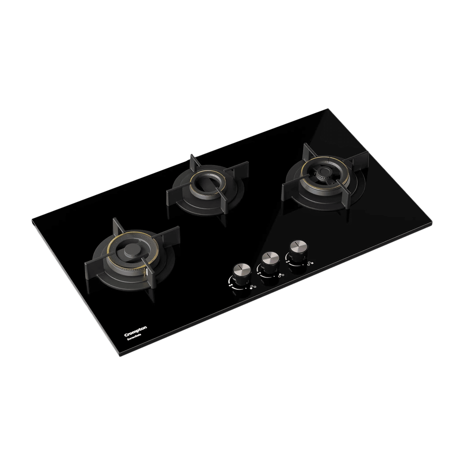 Crompton SensoSafe Toughened Glass Top 3 Burner Automatic Hob (Triple Ring Burner, Midnight Black) Crompton SensoSafe Toughened Glass Top 3 Burner Automatic Hob (Triple Ring Burner, Midnight Black)_1