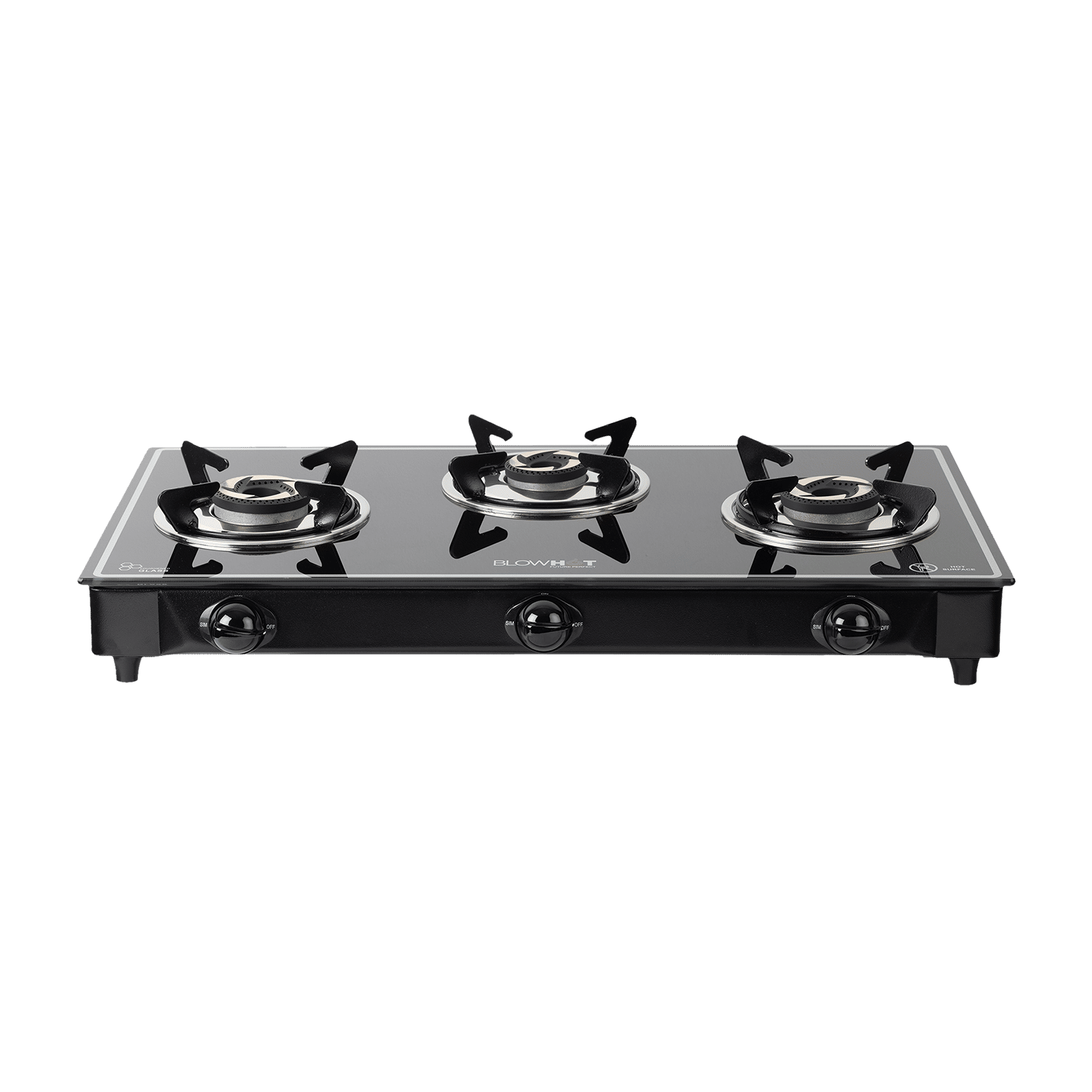 Blowhot Opal Toughened Glass Top 3 Burner Manual Gas Stove (ISI Certified, Black) Blowhot Opal Toughened Glass Top 3 Burner Manual Gas Stove (ISI Certified, Black)_1