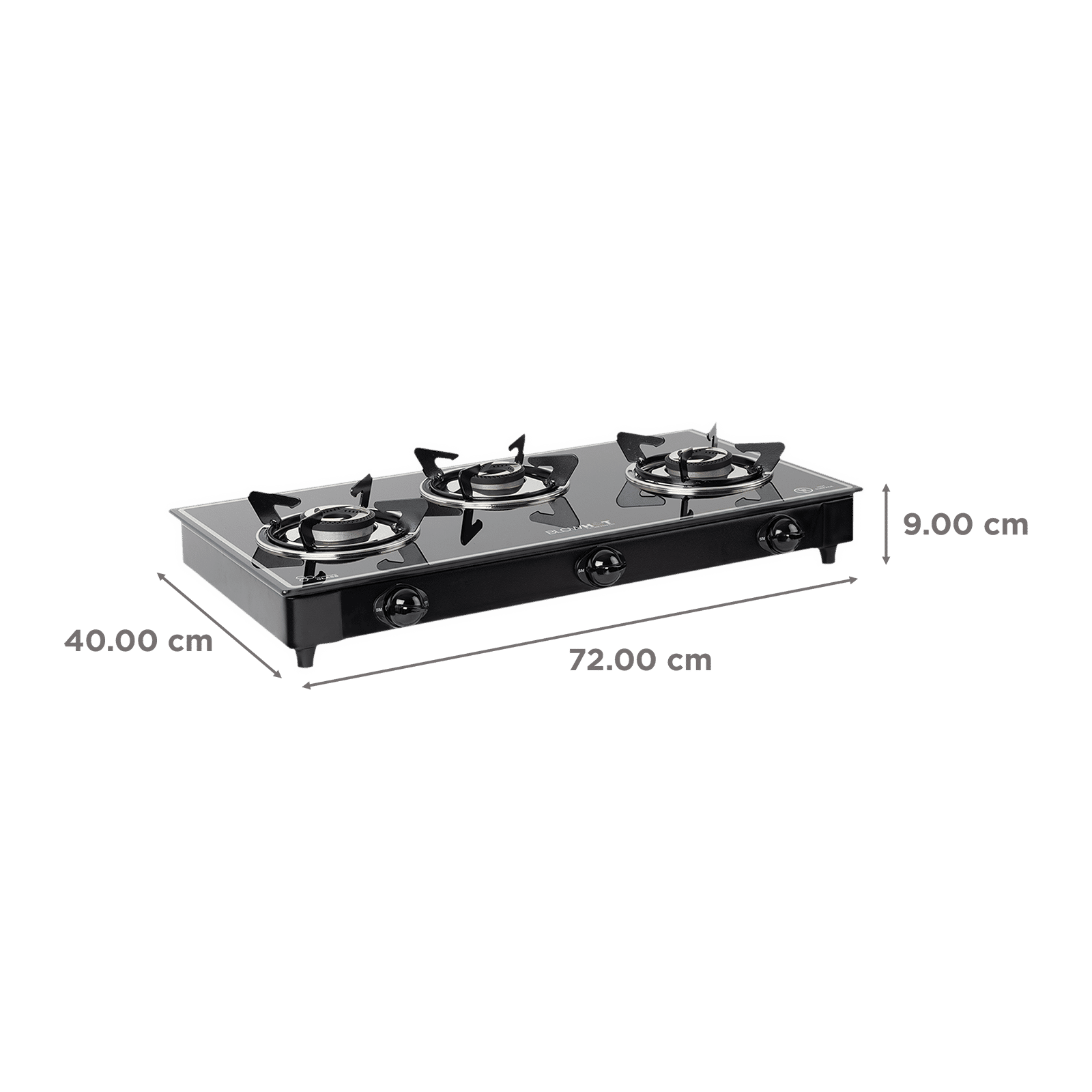 Blowhot Opal Toughened Glass Top 3 Burner Manual Gas Stove (ISI Certified, Black) Blowhot Opal Toughened Glass Top 3 Burner Manual Gas Stove (ISI Certified, Black)_2