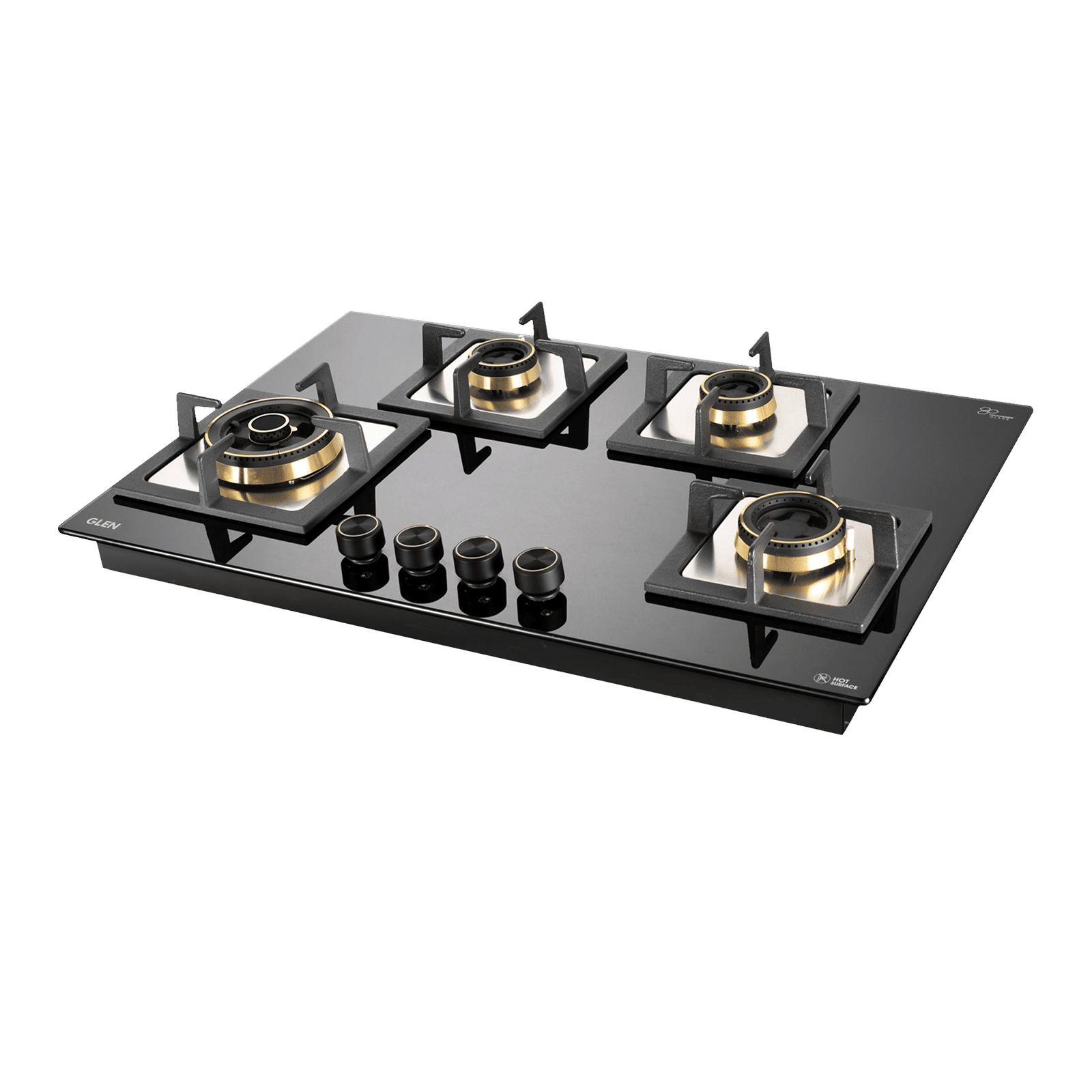 Glen 1074 SQ HT DB TR Toughened Glass Top 4 Burner Automatic Electric Hob (Vitreous Enamelled Pan Support, Black) Glen 1074 SQ HT DB TR Toughened Glass Top 4 Burner Automatic Electric Hob (Vitreous Enamelled Pan Support, Black)_1