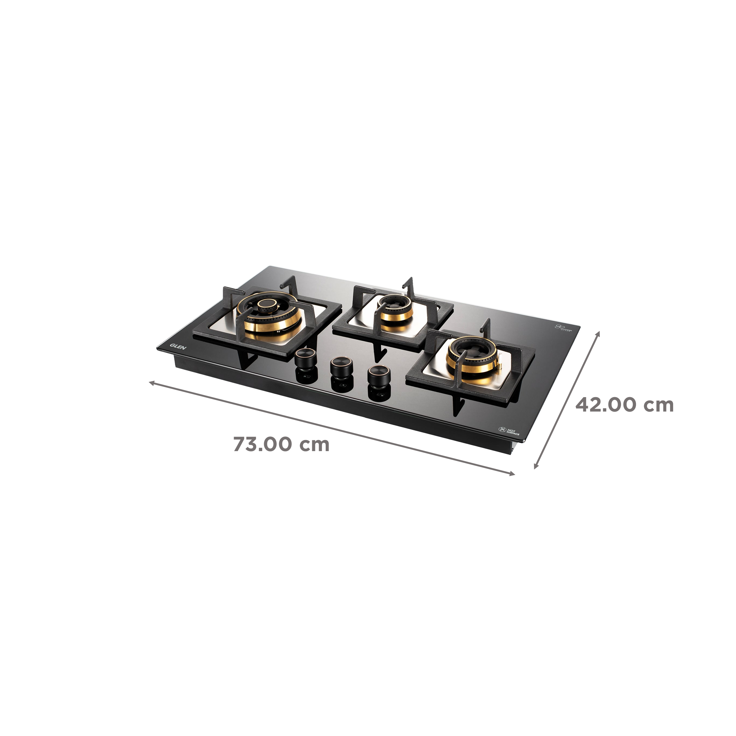 Glen 1073 SQ HT DB TR Toughened Glass Top 3 Burner Automatic Electric Hob (Vitreous Enamelled Pan Support, Black) Glen 1073 SQ HT DB TR Toughened Glass Top 3 Burner Automatic Electric Hob (Vitreous Enamelled Pan Support, Black)_2