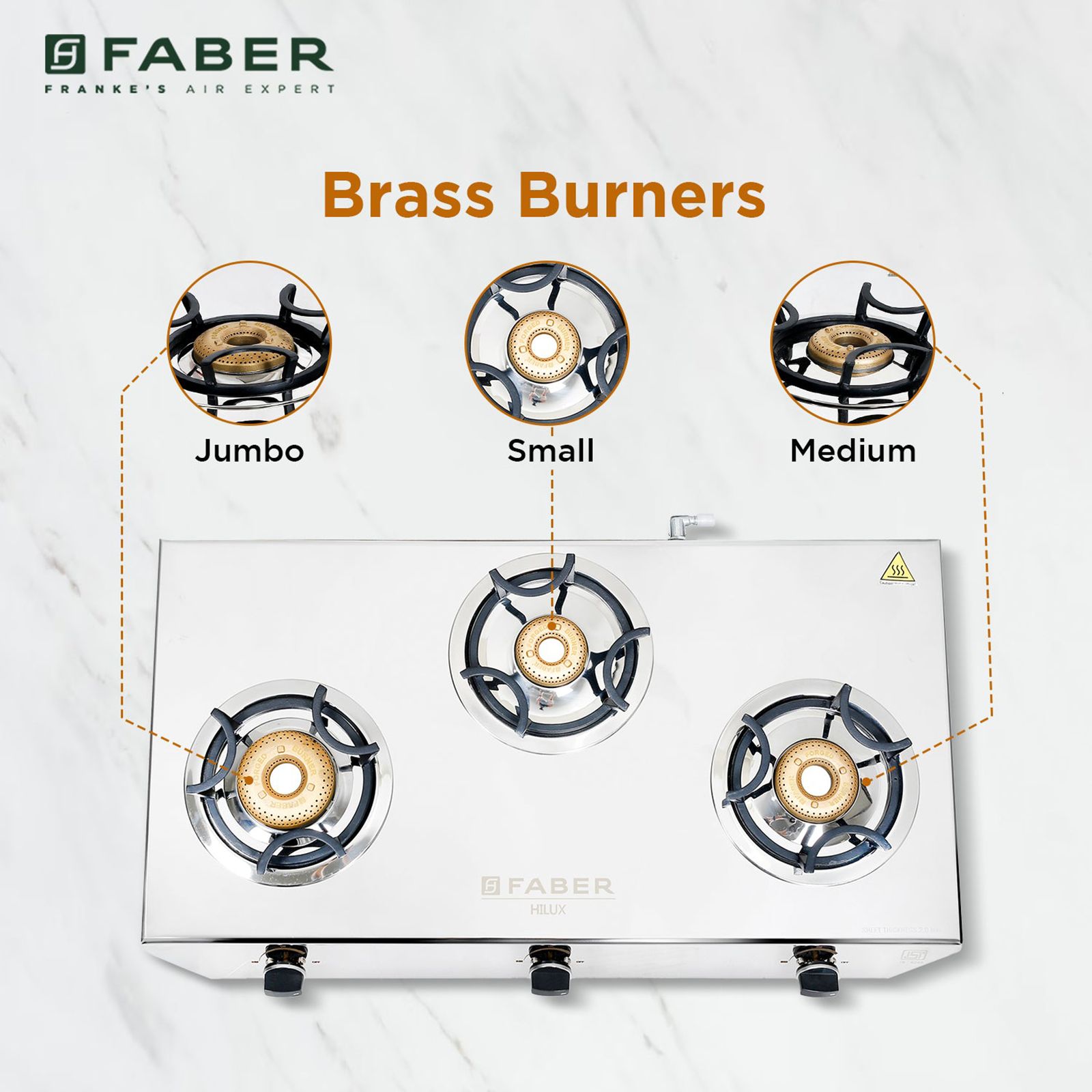 Faber Hilux Max 3BB SS 3 Burner Manual Gas Stove (Black Diamond Coated Sturdy Pan Support, Silver) Faber Hilux Max 3BB SS 3 Burner Manual Gas Stove (Black Diamond Coated Sturdy Pan Support, Silver)_11