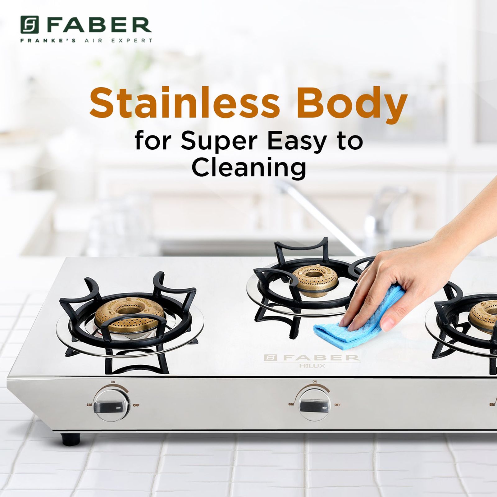 Faber Hilux Max 3BB SS 3 Burner Manual Gas Stove (Black Diamond Coated Sturdy Pan Support, Silver) Faber Hilux Max 3BB SS 3 Burner Manual Gas Stove (Black Diamond Coated Sturdy Pan Support, Silver)_12