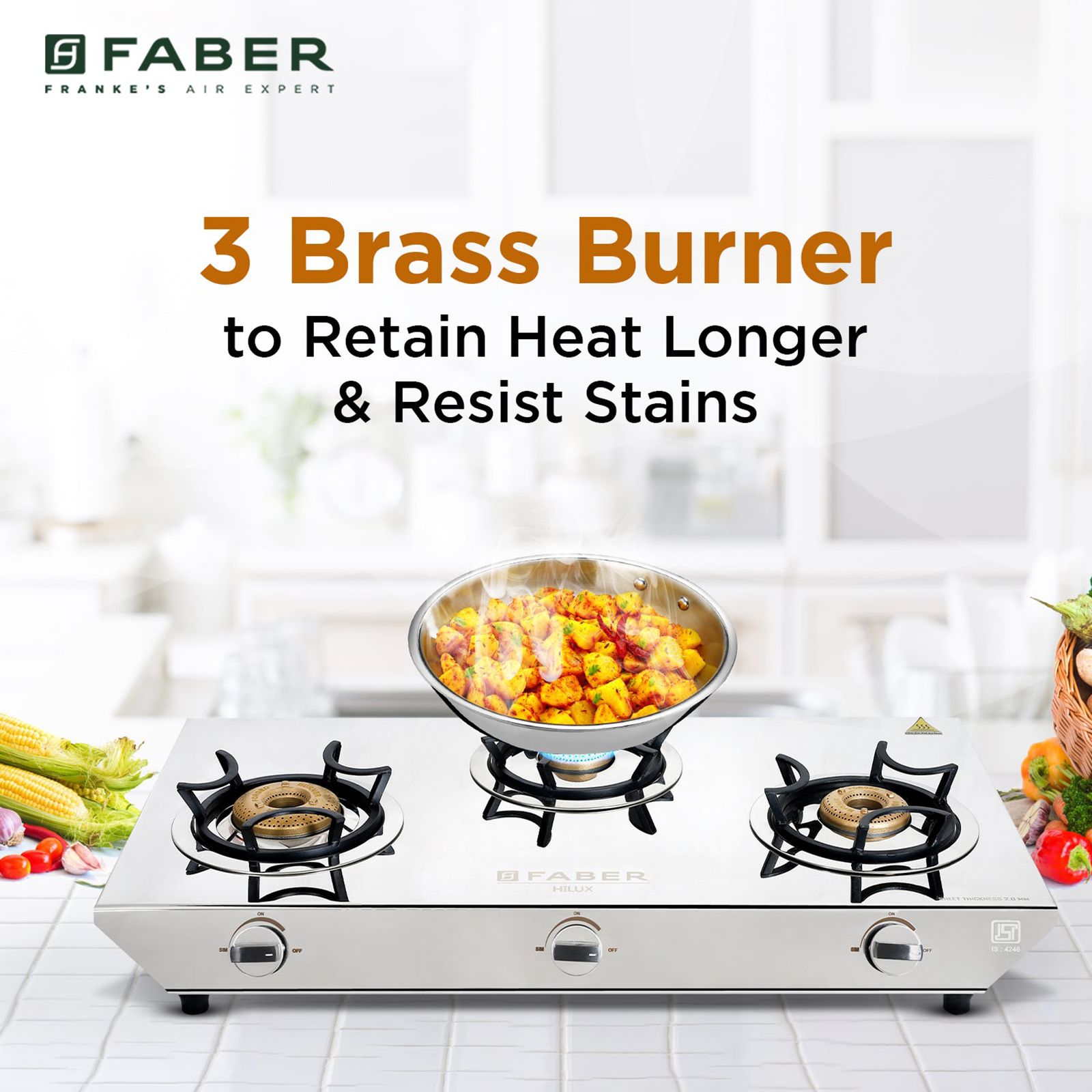 Faber Hilux Max 3BB SS 3 Burner Manual Gas Stove (Black Diamond Coated Sturdy Pan Support, Silver) Faber Hilux Max 3BB SS 3 Burner Manual Gas Stove (Black Diamond Coated Sturdy Pan Support, Silver)_13