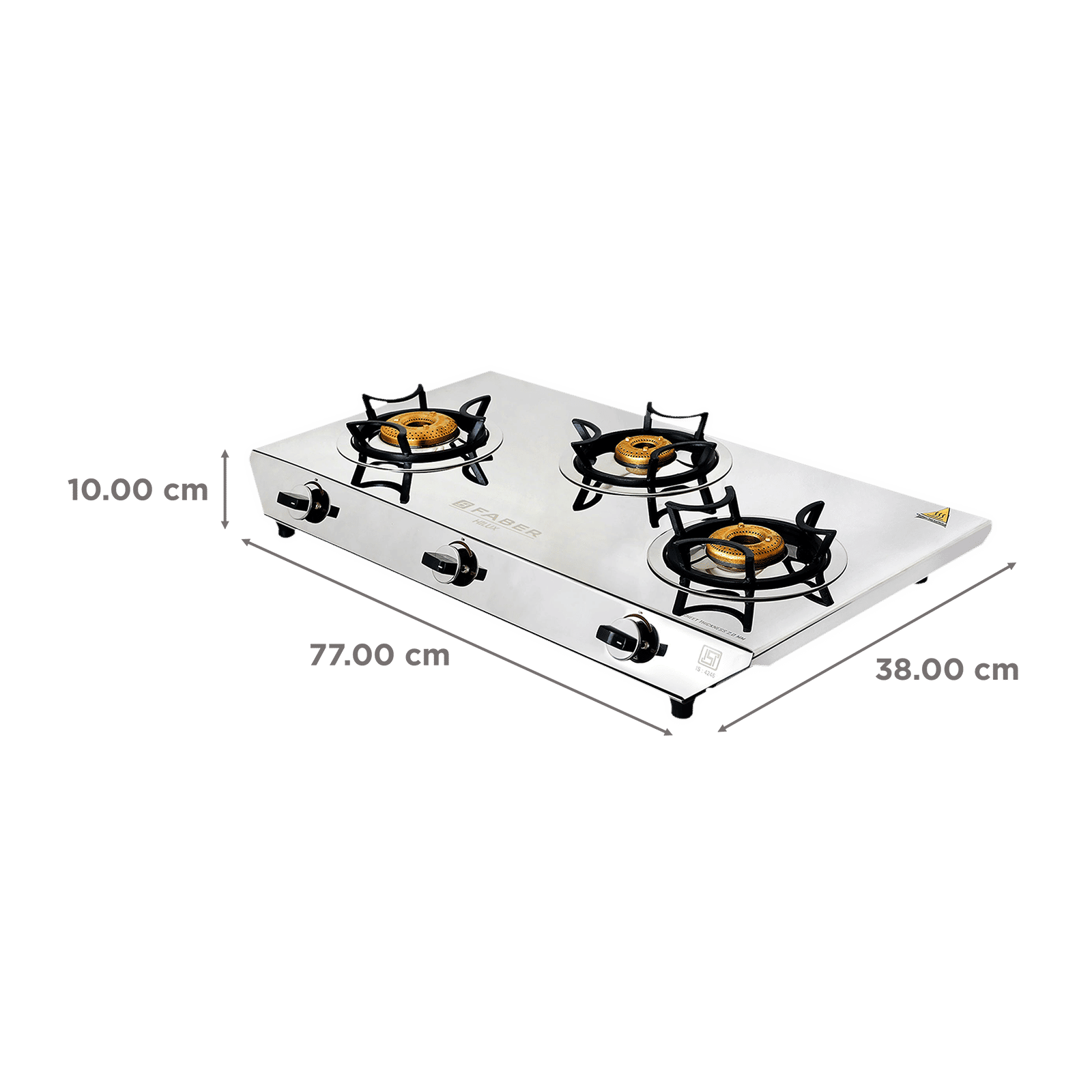 Faber Hilux Max 3BB SS 3 Burner Manual Gas Stove (Black Diamond Coated Sturdy Pan Support, Silver) Faber Hilux Max 3BB SS 3 Burner Manual Gas Stove (Black Diamond Coated Sturdy Pan Support, Silver)_2