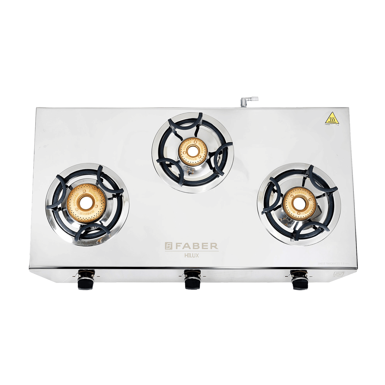 Faber Hilux Max 3BB SS 3 Burner Manual Gas Stove (Black Diamond Coated Sturdy Pan Support, Silver) Faber Hilux Max 3BB SS 3 Burner Manual Gas Stove (Black Diamond Coated Sturdy Pan Support, Silver)_9