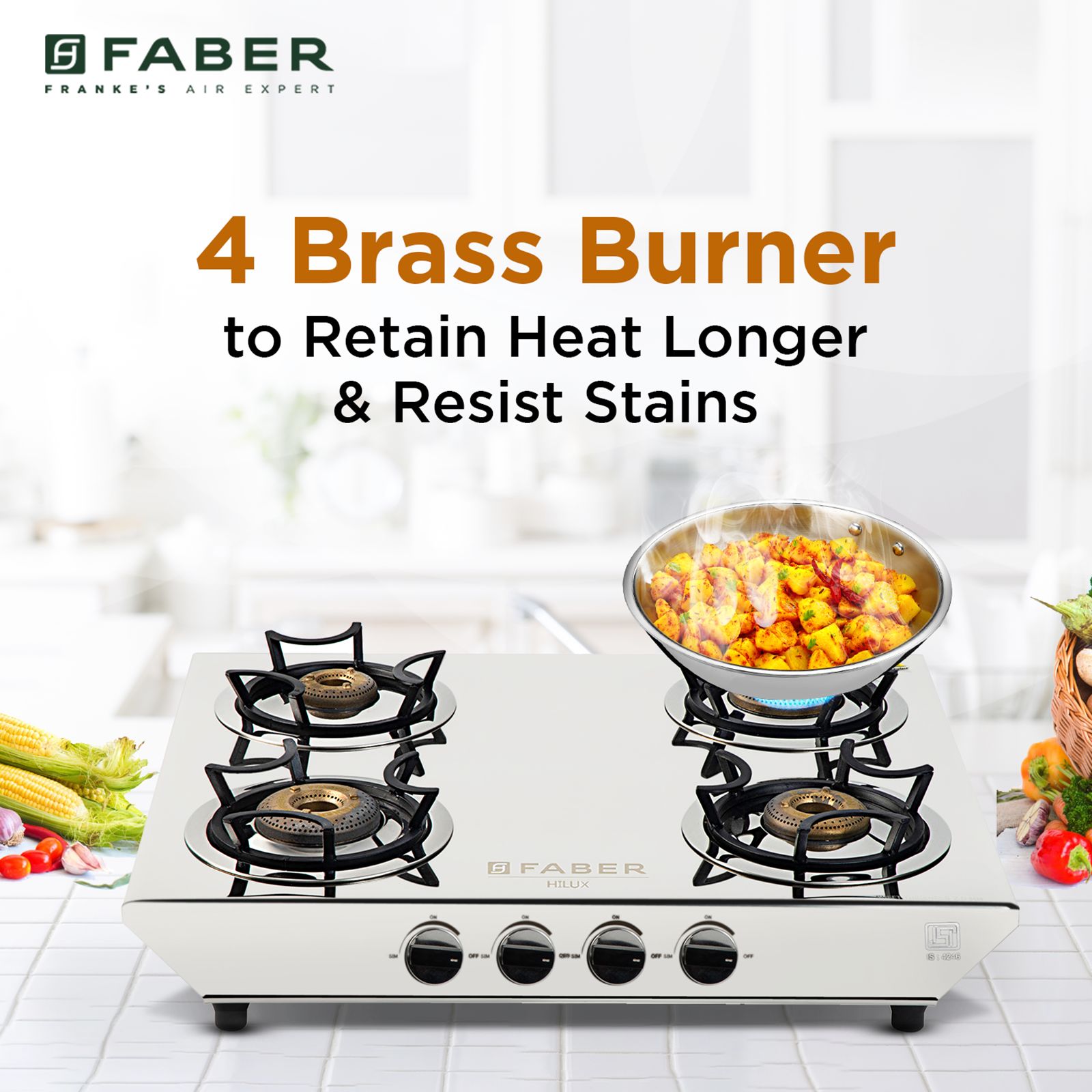 Faber Hilux Max 4BB SS 4 Burner Manual Gas Stove (Black Diamond Coated Sturdy Pan Support, Silver) Faber Hilux Max 4BB SS 4 Burner Manual Gas Stove (Black Diamond Coated Sturdy Pan Support, Silver)_13