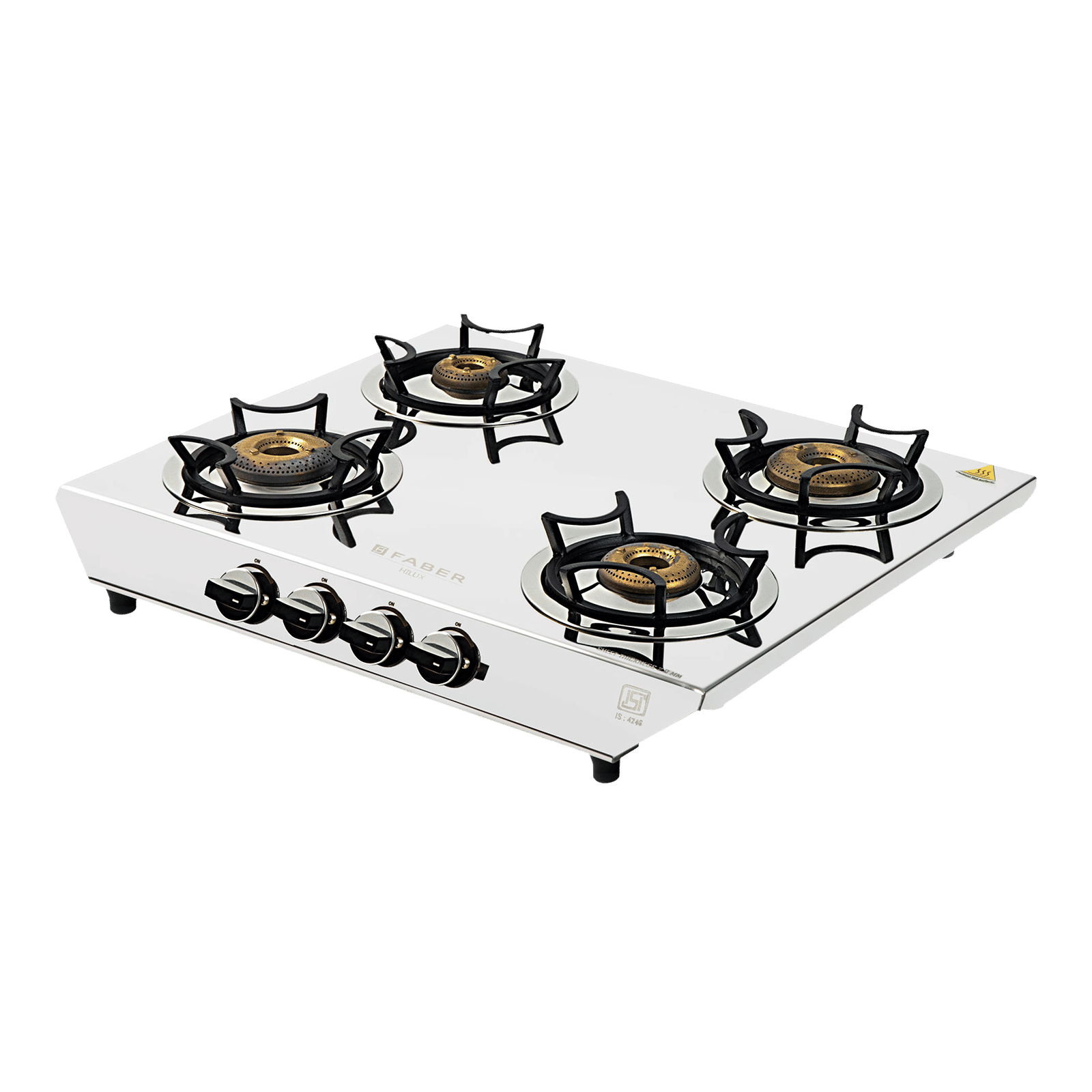 Faber Hilux Max 4BB SS 4 Burner Manual Gas Stove (Black Diamond Coated Sturdy Pan Support, Silver) Faber Hilux Max 4BB SS 4 Burner Manual Gas Stove (Black Diamond Coated Sturdy Pan Support, Silver)_6