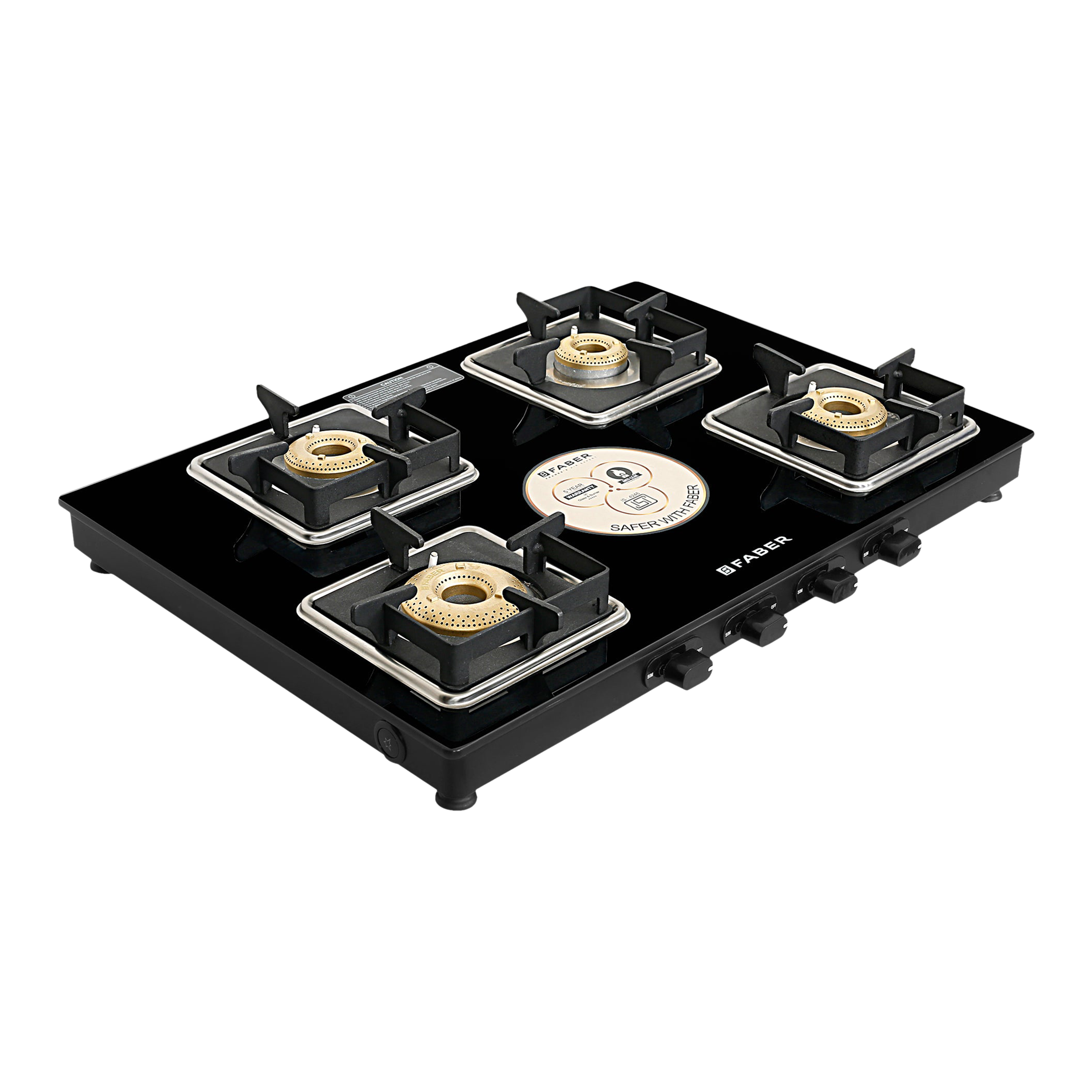 Faber Remo XL 4BB AI Glass Top 4 Burner Automatic Gas Stove (MS Power Coated Pan Support, Black) Faber Remo XL 4BB AI Glass Top 4 Burner Automatic Gas Stove (MS Power Coated Pan Support, Black)_6