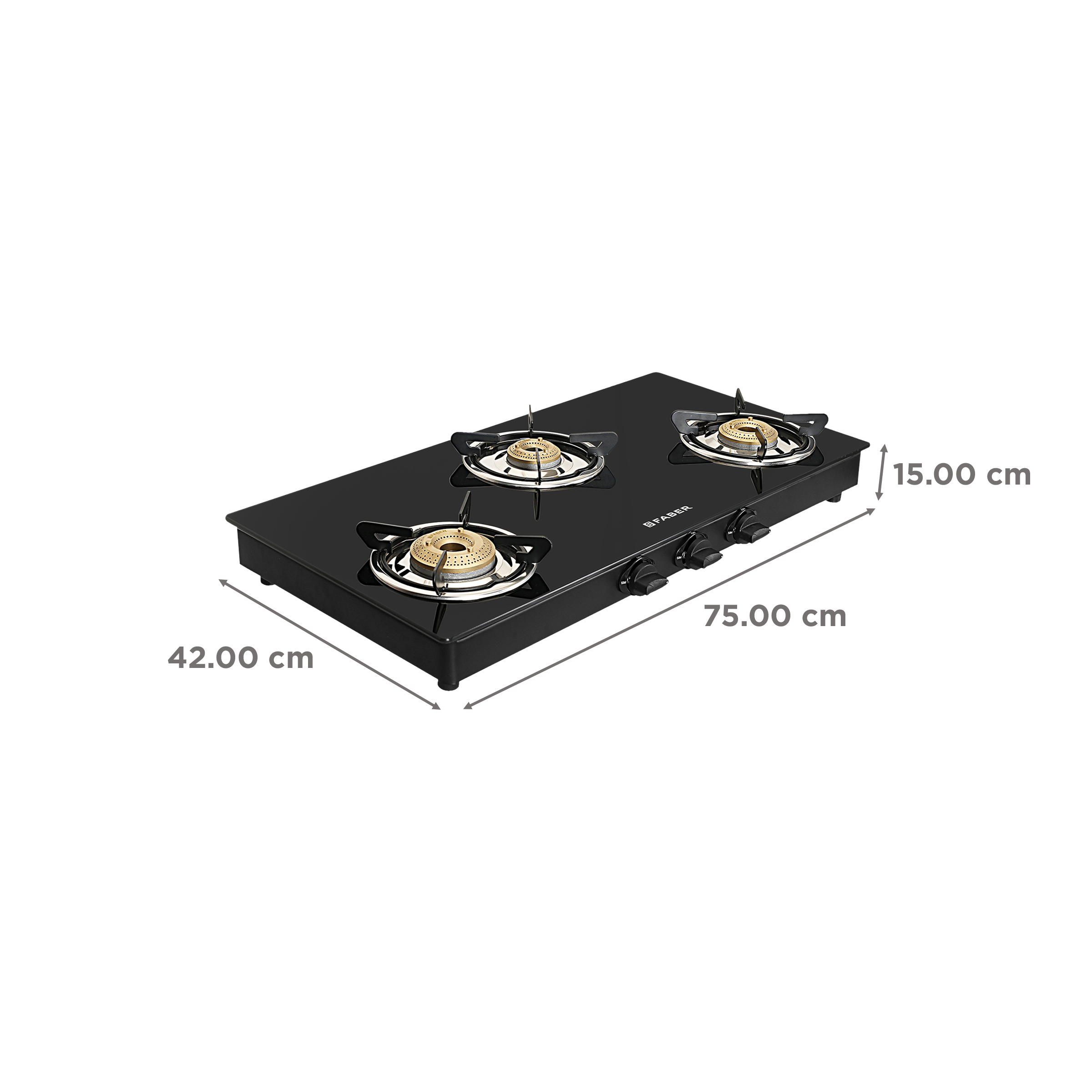 FABER Glass Top 3 Burner Manual Ignition Gas Stove (Brass Burner, Black) FABER Glass Top 3 Burner Manual Ignition Gas Stove (Brass Burner, Black)_2