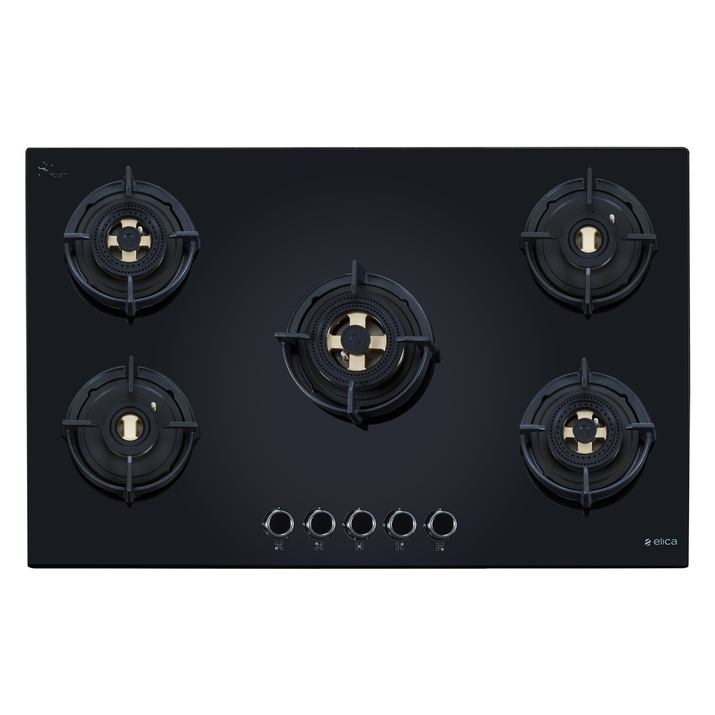 Elica DFS FB MFC 5B 90 FFD 5 Burner Automatic Electric Hob (Cast Iron Pan Support, Black)_1