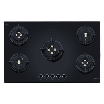 Elica DFS FB MFC 5B 90 FFD 5 Burner Automatic Electric Hob (Cast Iron Pan Support, Black)