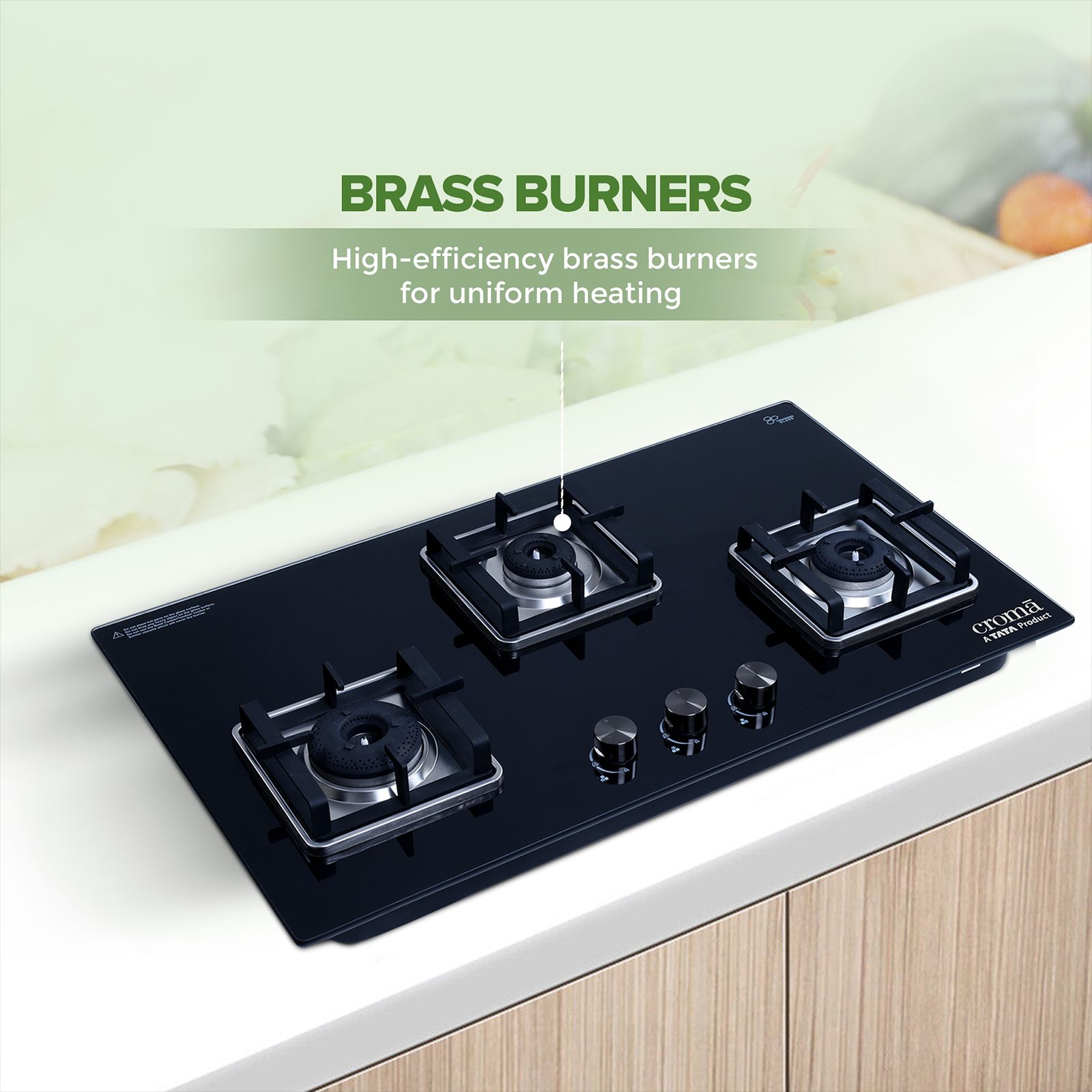 Croma Toughened Glass Top 3 Burner Automatic Hob (Double Drip Tray, Black) Croma Toughened Glass Top 3 Burner Automatic Hob (Double Drip Tray, Black)_13