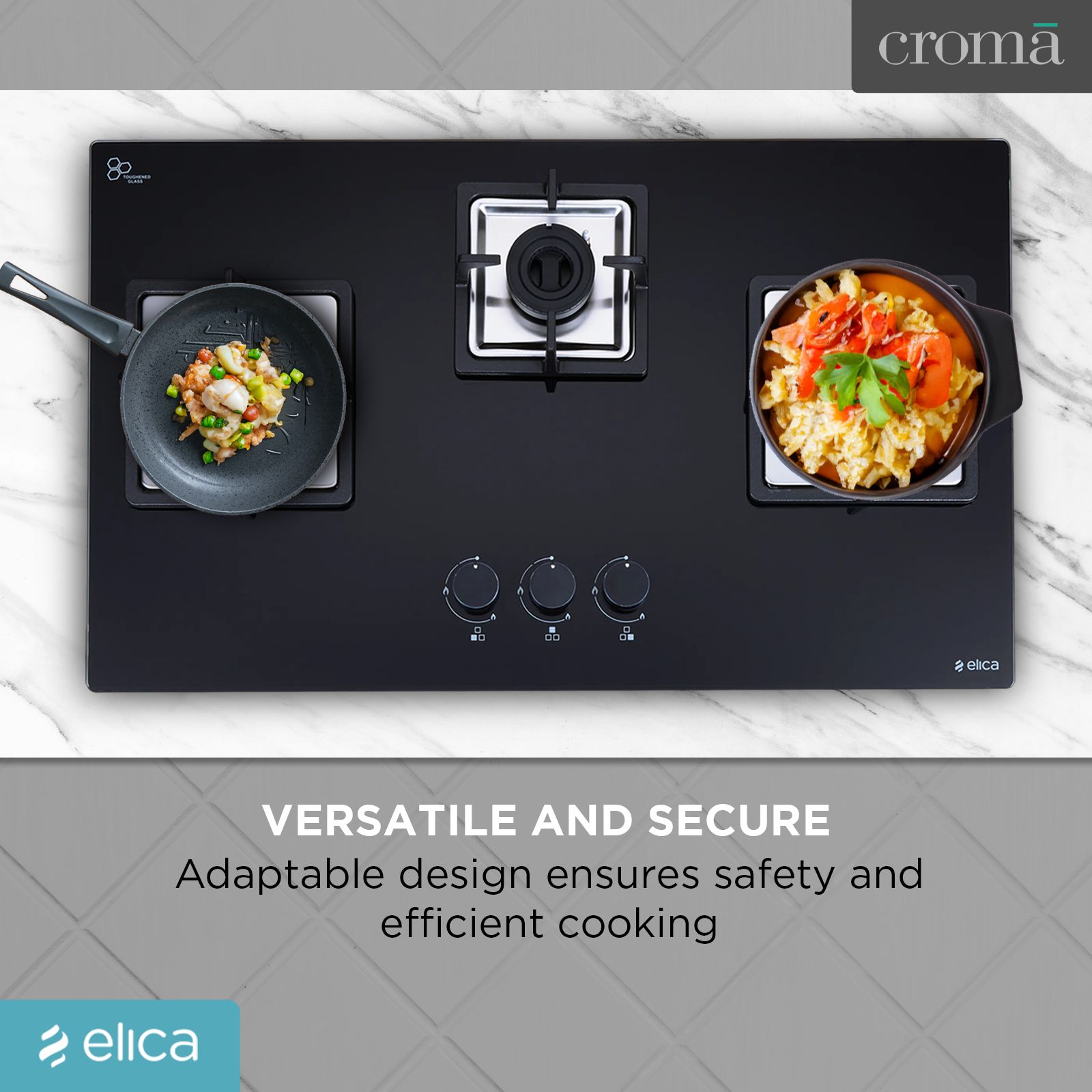 elica IND FLEXI AB DFS Series 3 Burner Automatic Hob (Battery Operated, Black)_6
