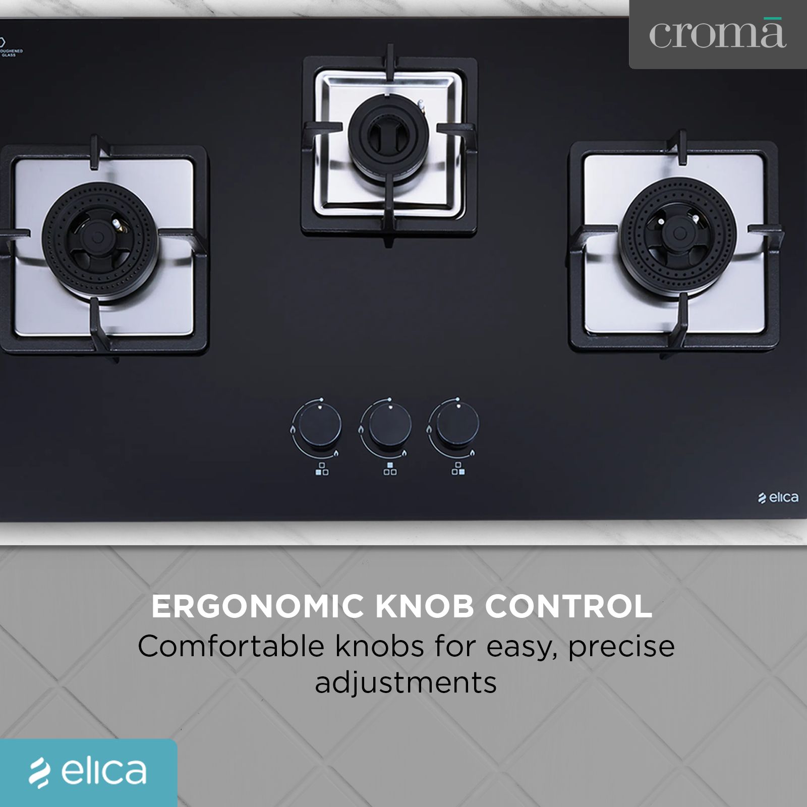 elica IND FLEXI AB DFS Series 3 Burner Automatic Hob (Battery Operated, Black)_8