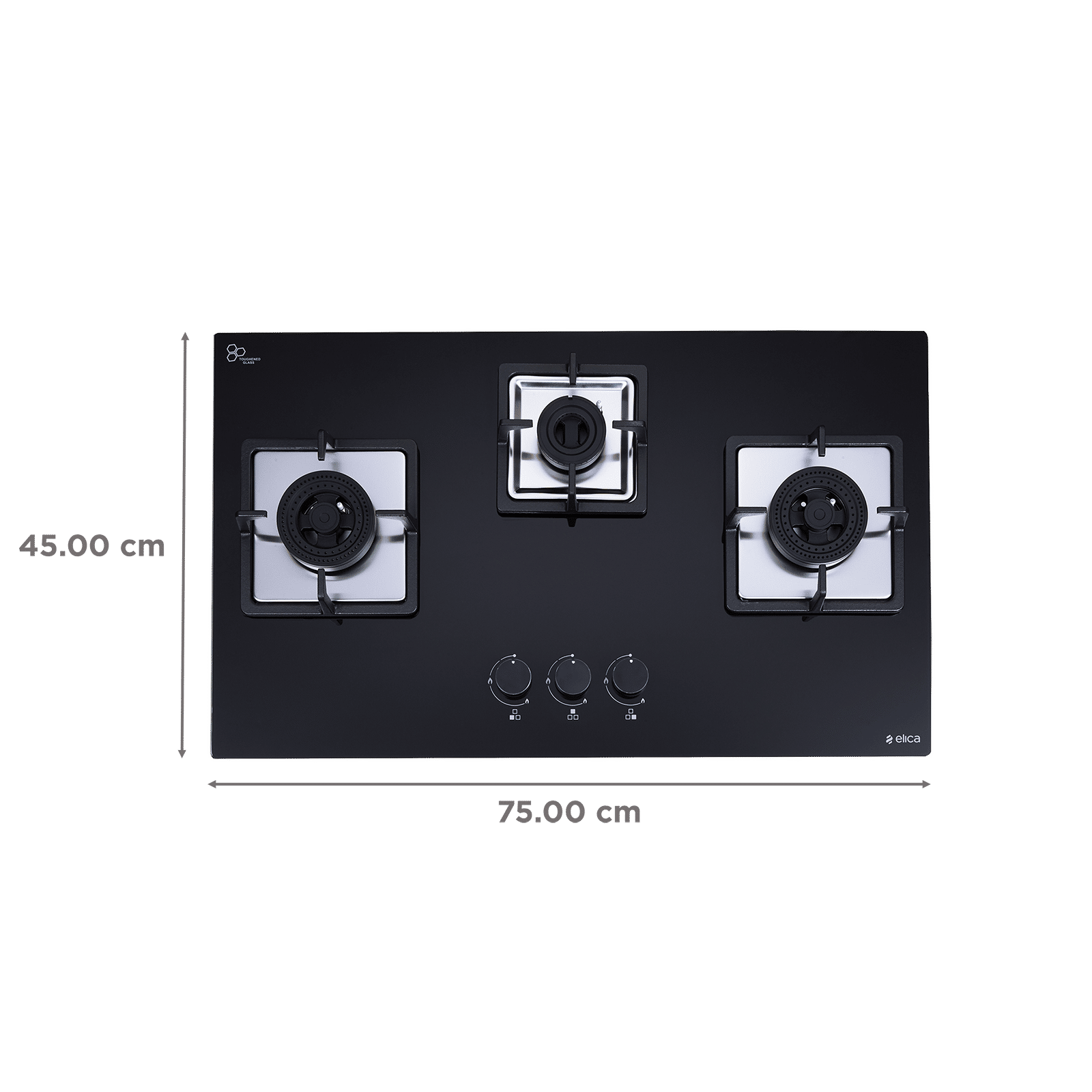 elica IND FLEXI AB DFS Series 3 Burner Automatic Hob (Battery Operated, Black)_2