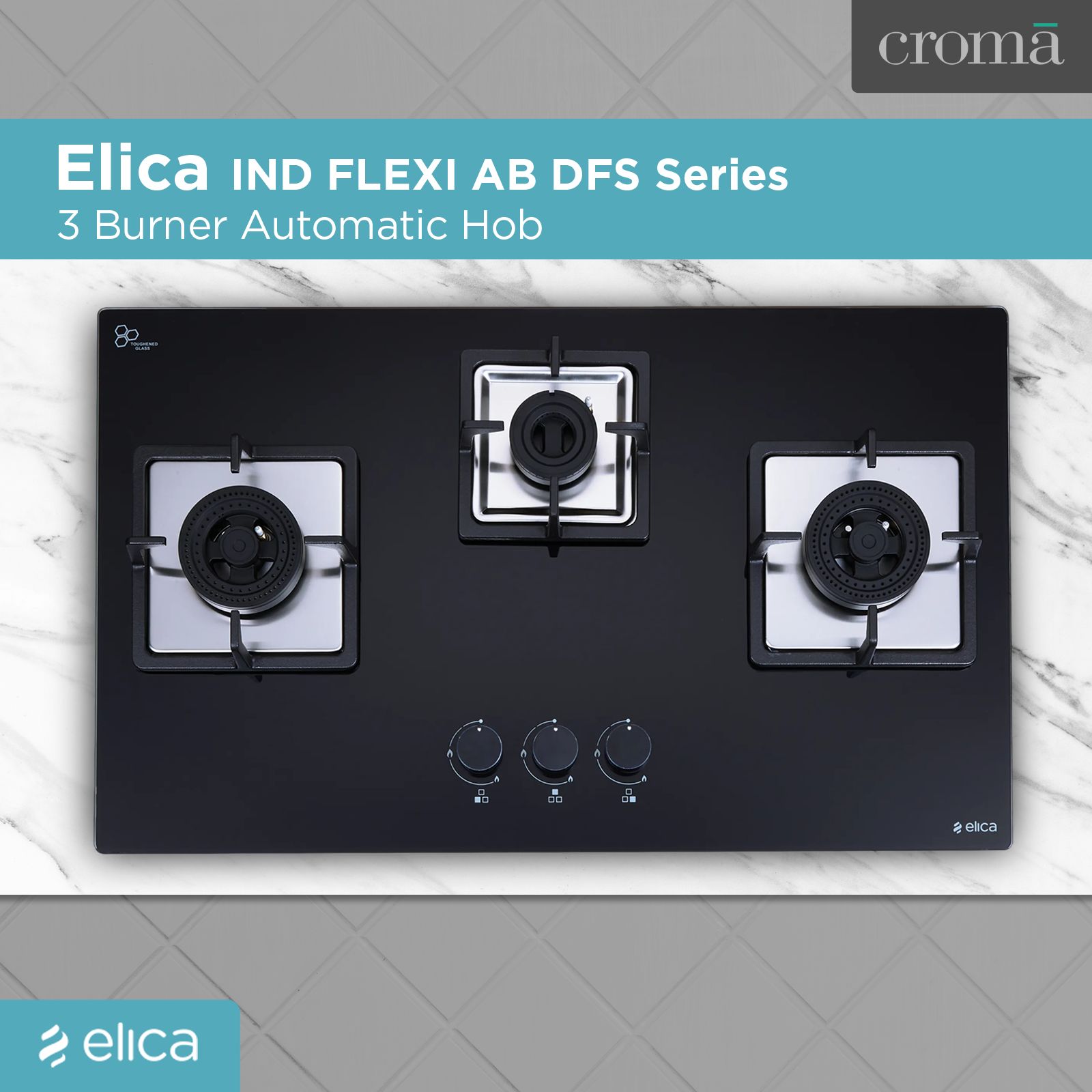 elica IND FLEXI AB DFS Series 3 Burner Automatic Hob (Battery Operated, Black)_4