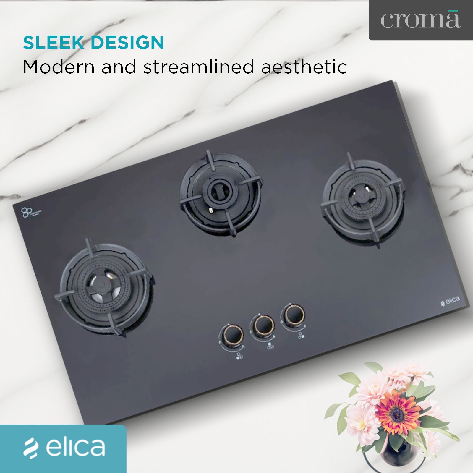 elica FLEXI DFS AB Series 3 Burner Automatic Hob (Battery Operated, Black)_6