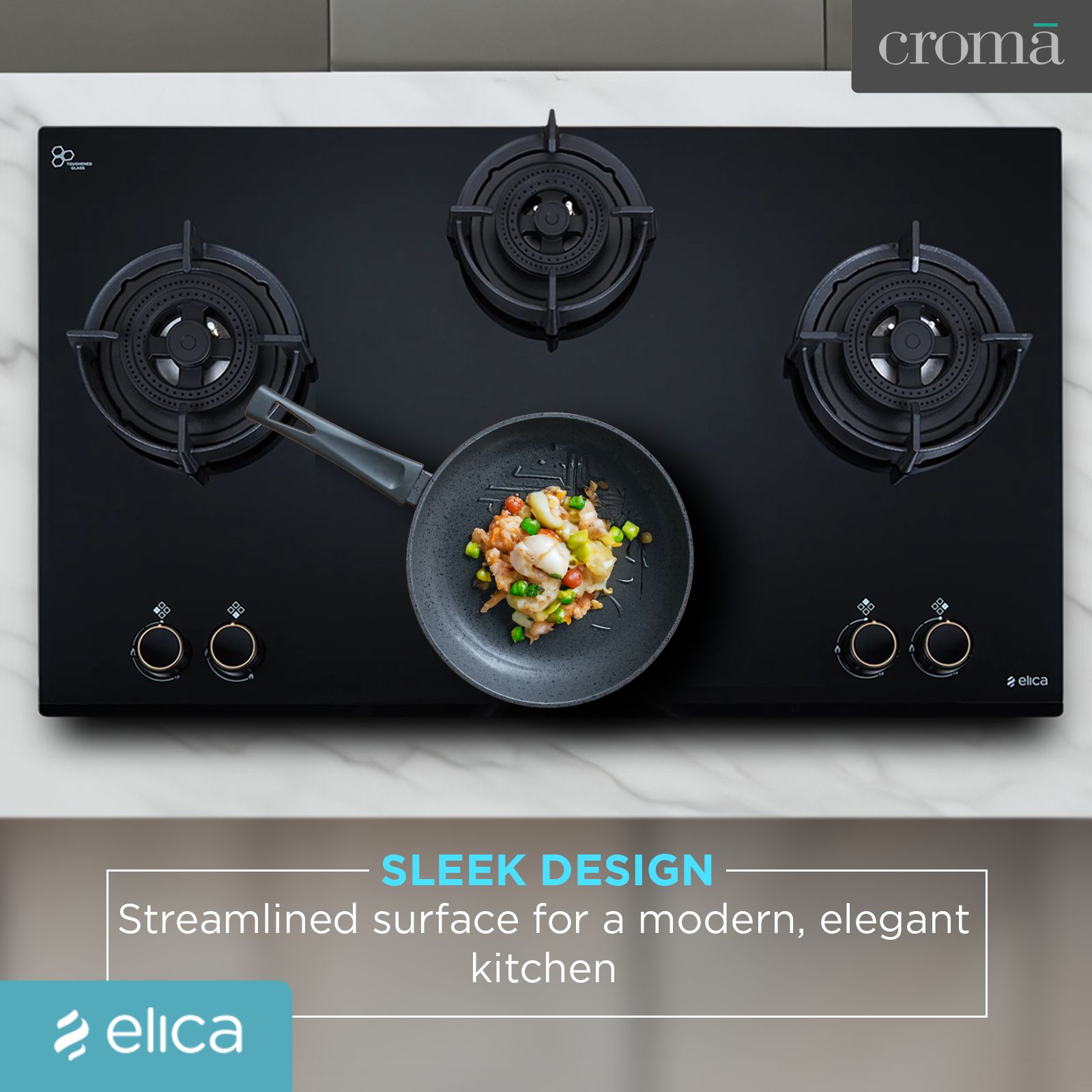 elica FLEXI DFS AB Series 4 Burner Automatic Hob (Battery Operated, Black)_8