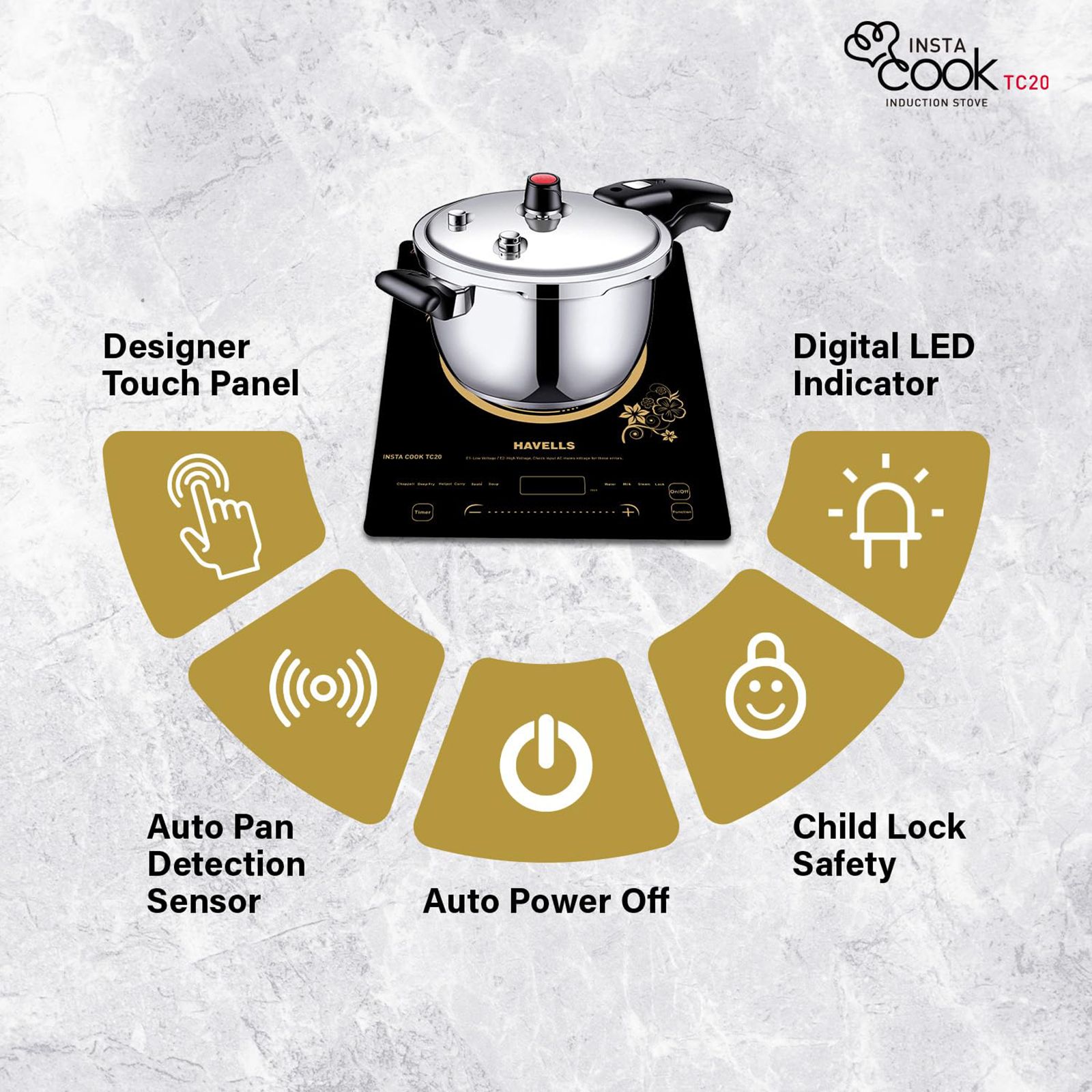 HAVELLS Insta Cook TC20 2000W Single Induction Cooktop with 9 Preset Menus HAVELLS Insta Cook TC20 2000W Single Induction Cooktop with 9 Preset Menus_11