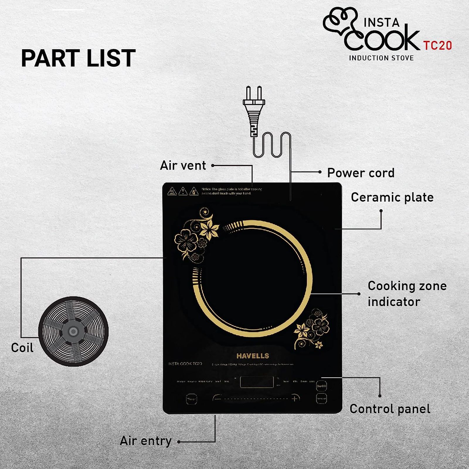 HAVELLS Insta Cook TC20 2000W Single Induction Cooktop with 9 Preset Menus HAVELLS Insta Cook TC20 2000W Single Induction Cooktop with 9 Preset Menus_5