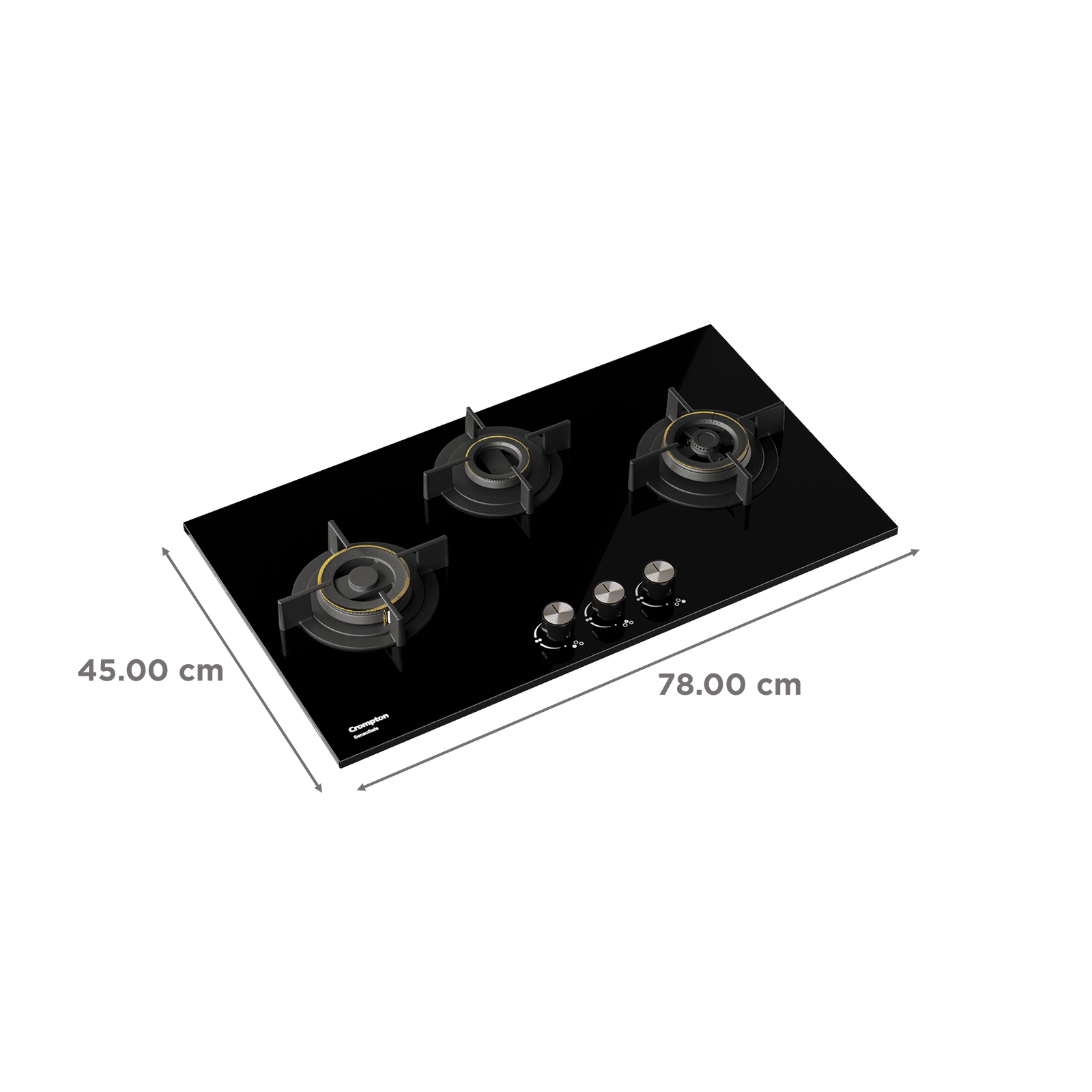 Crompton Sensosafe Toughened Glass Top 3 Burner Automatic Hob (Cast Iron Pan Support, Midnight Black) Crompton Sensosafe Toughened Glass Top 3 Burner Automatic Hob (Cast Iron Pan Support, Midnight Black)_2