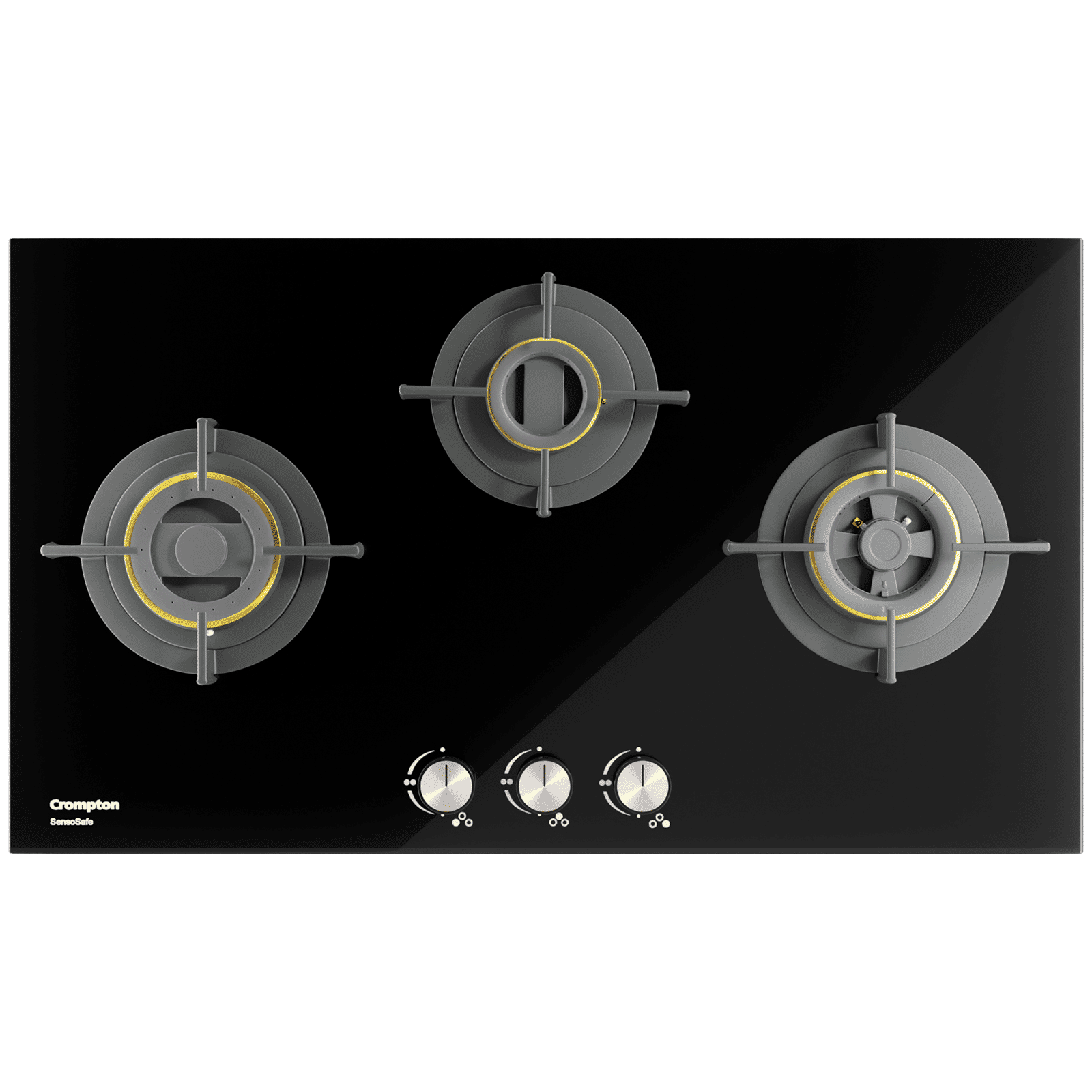 Crompton Sensosafe Toughened Glass Top 3 Burner Automatic Hob (Cast Iron Pan Support, Midnight Black) Crompton Sensosafe Toughened Glass Top 3 Burner Automatic Hob (Cast Iron Pan Support, Midnight Black)_5