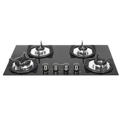 FABER Superia HT764 BR AI Toughened Glass Top 4 Burner Automatic Gas Hob (Battery Operated, Black)